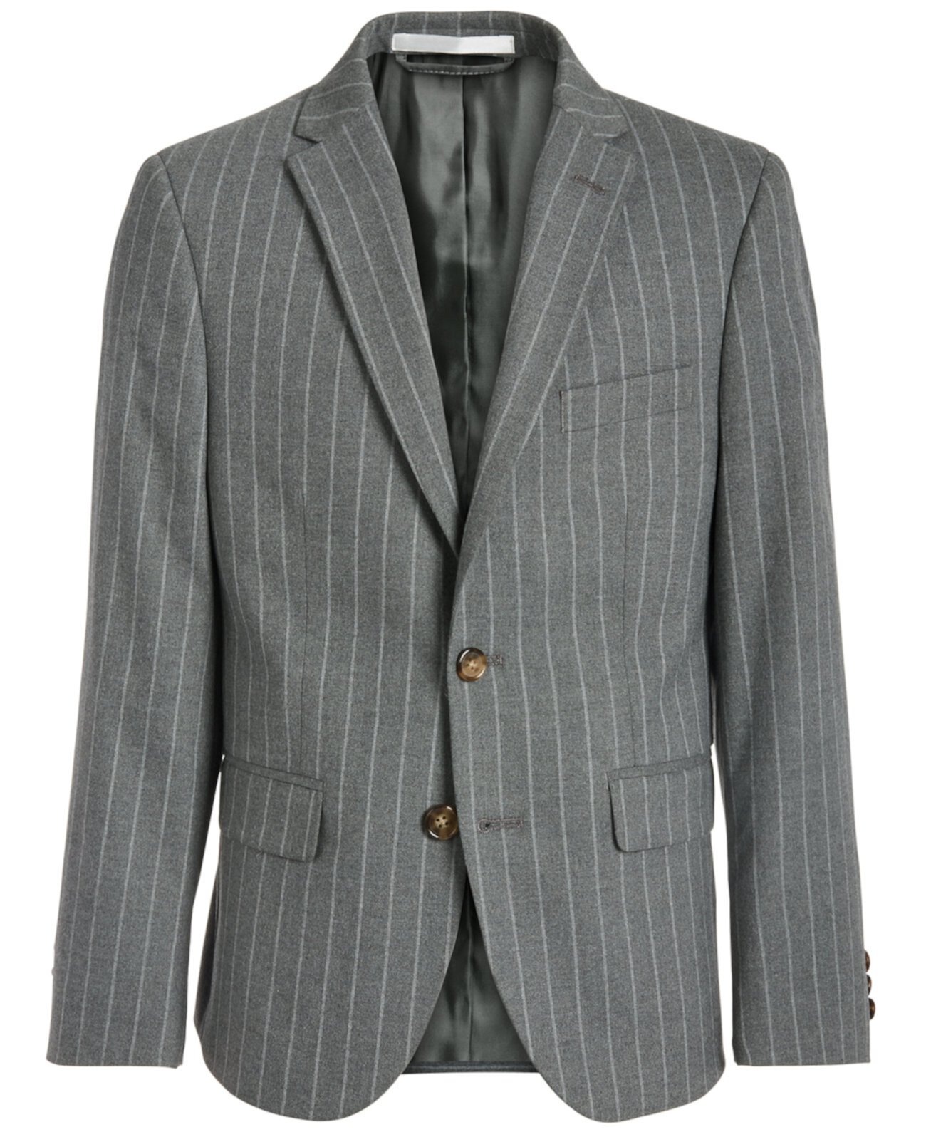 Серый стрейч-пиджак классического кроя для больших мальчиков в полоску Ralph Lauren