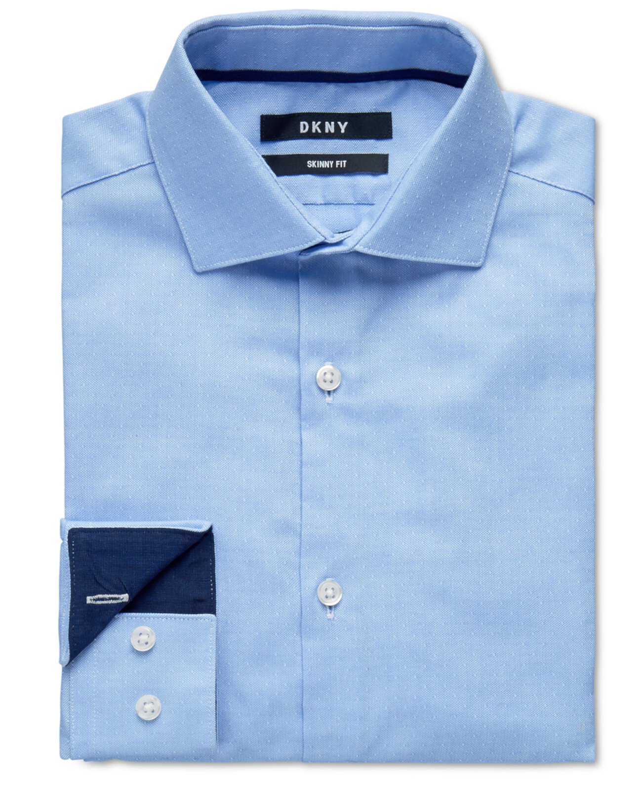 Голубая классическая рубашка в горошек в обтяжку для больших мальчиков DKNY