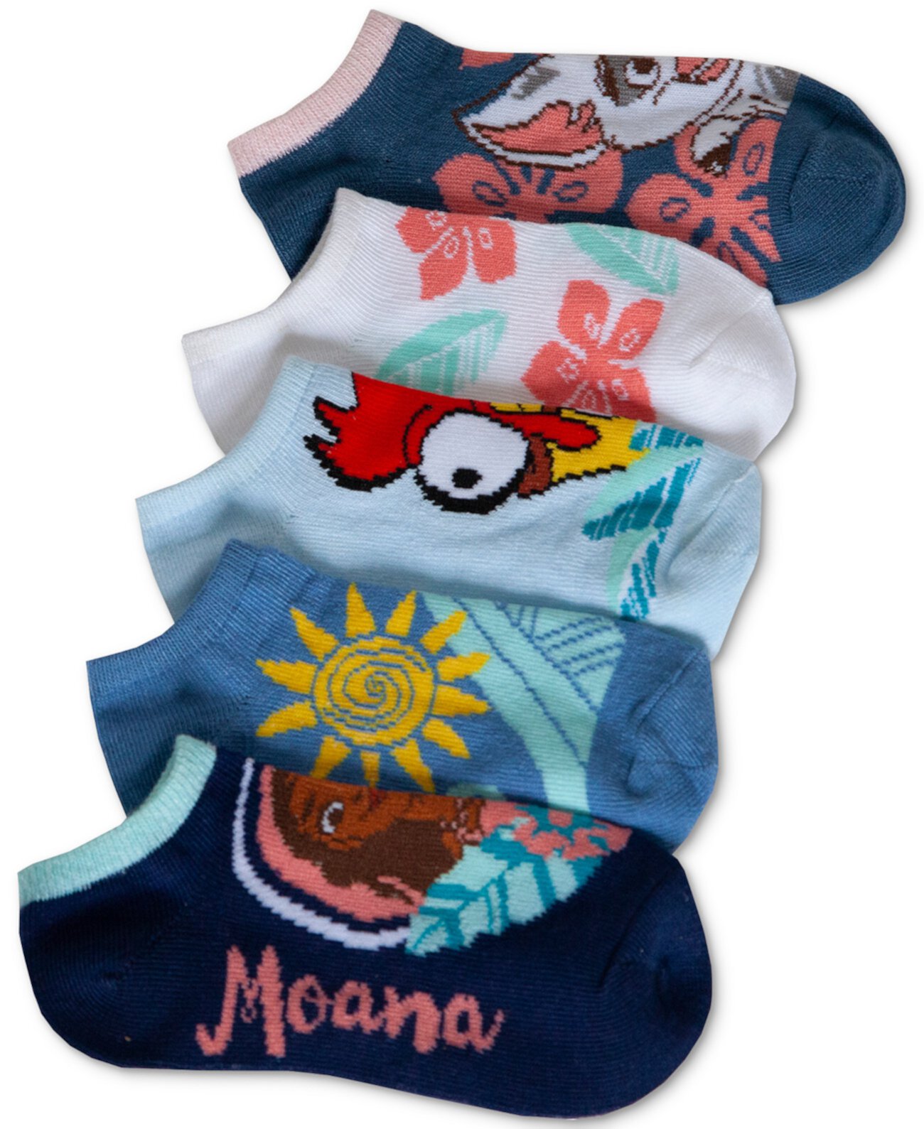Disney's® 5-Pk. Носки с графическим принтом, маленькие девочки и большие девочки Moana