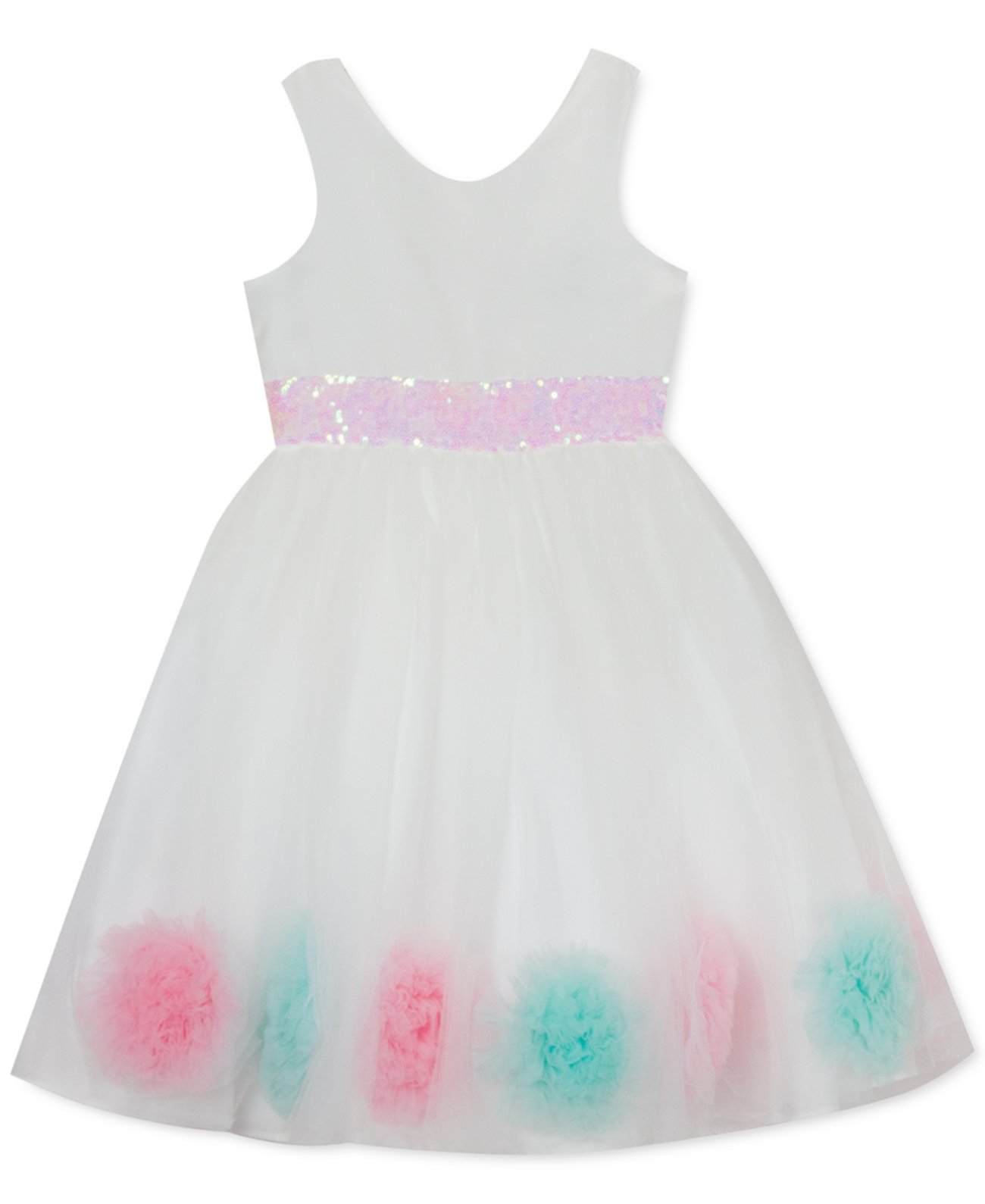 Платье для малышей с блестками и помпонами для девочек Rare Editions