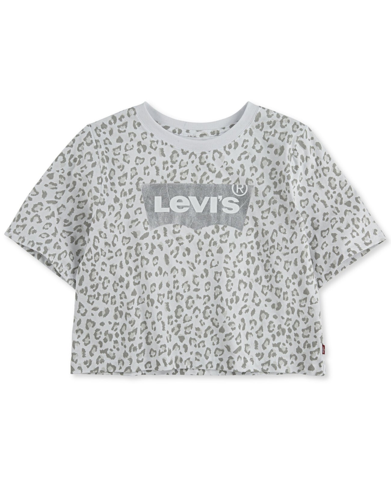 Хлопковая футболка с логотипом больших девочек с леопардовым принтом и изображением летучей мыши Levi's®