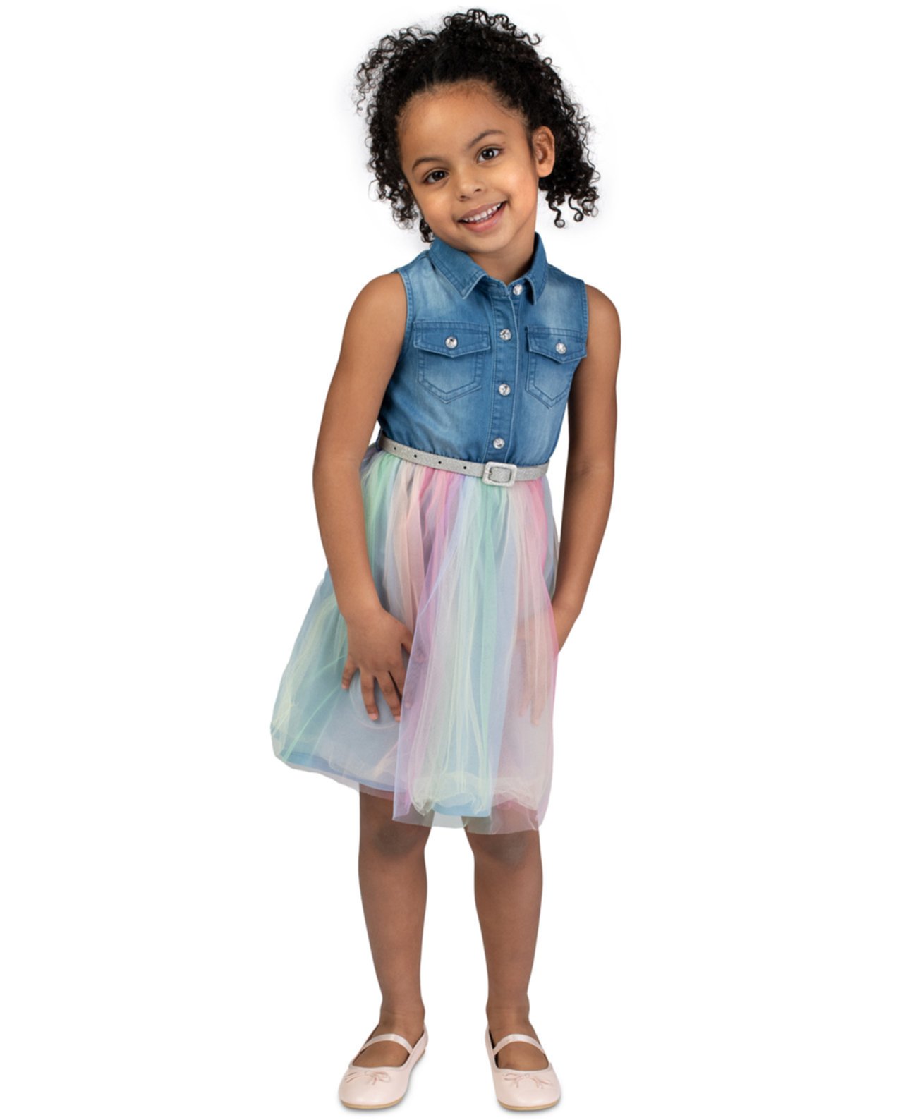 Платье для девочек из джинсовой ткани и тюля Rainbow Little Girl Bonnie Jean