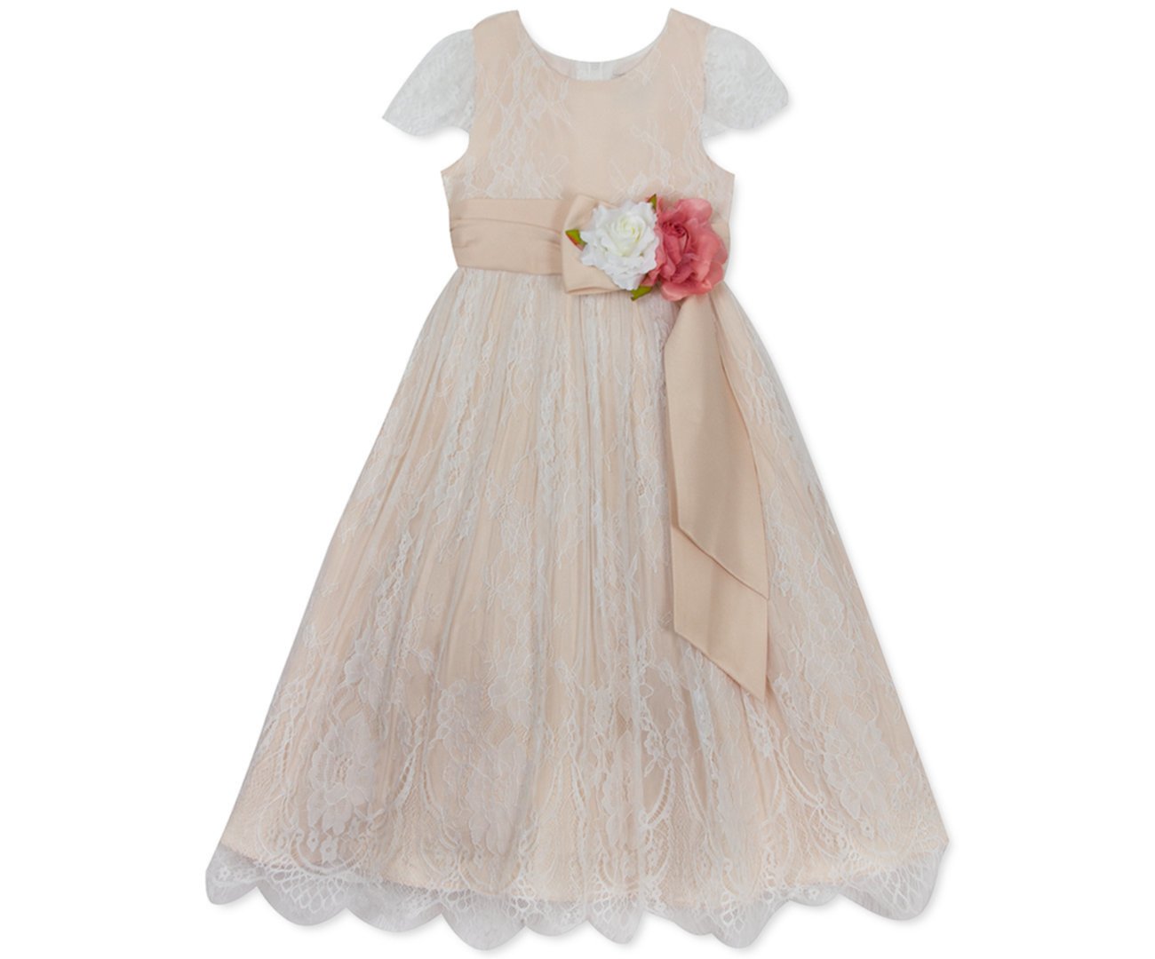 Платье для девочек с вышитыми цветами и поясом Rare Editions