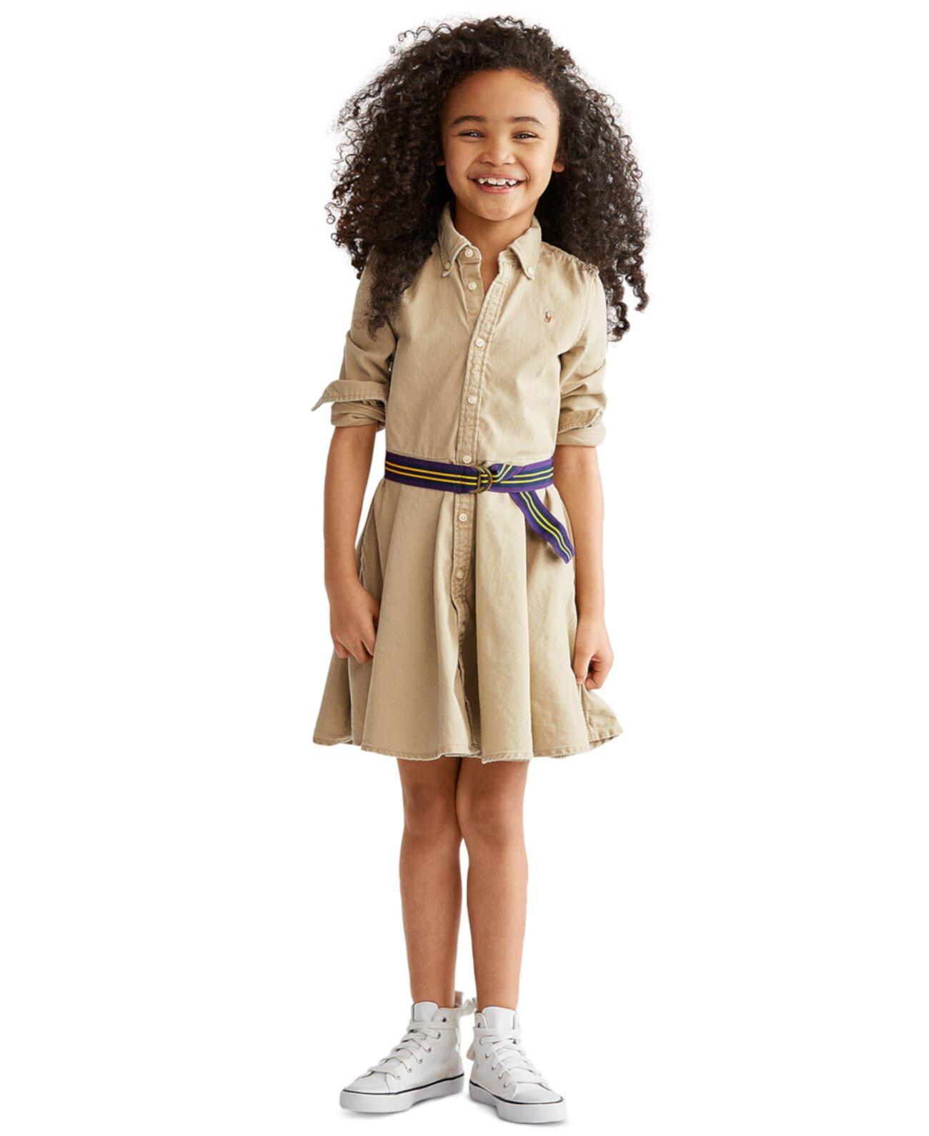 Платье-рубашка для Маленьких и Очень Маленьких Девочек с Поясом из Хлопка Polo Ralph Lauren Polo Ralph Lauren