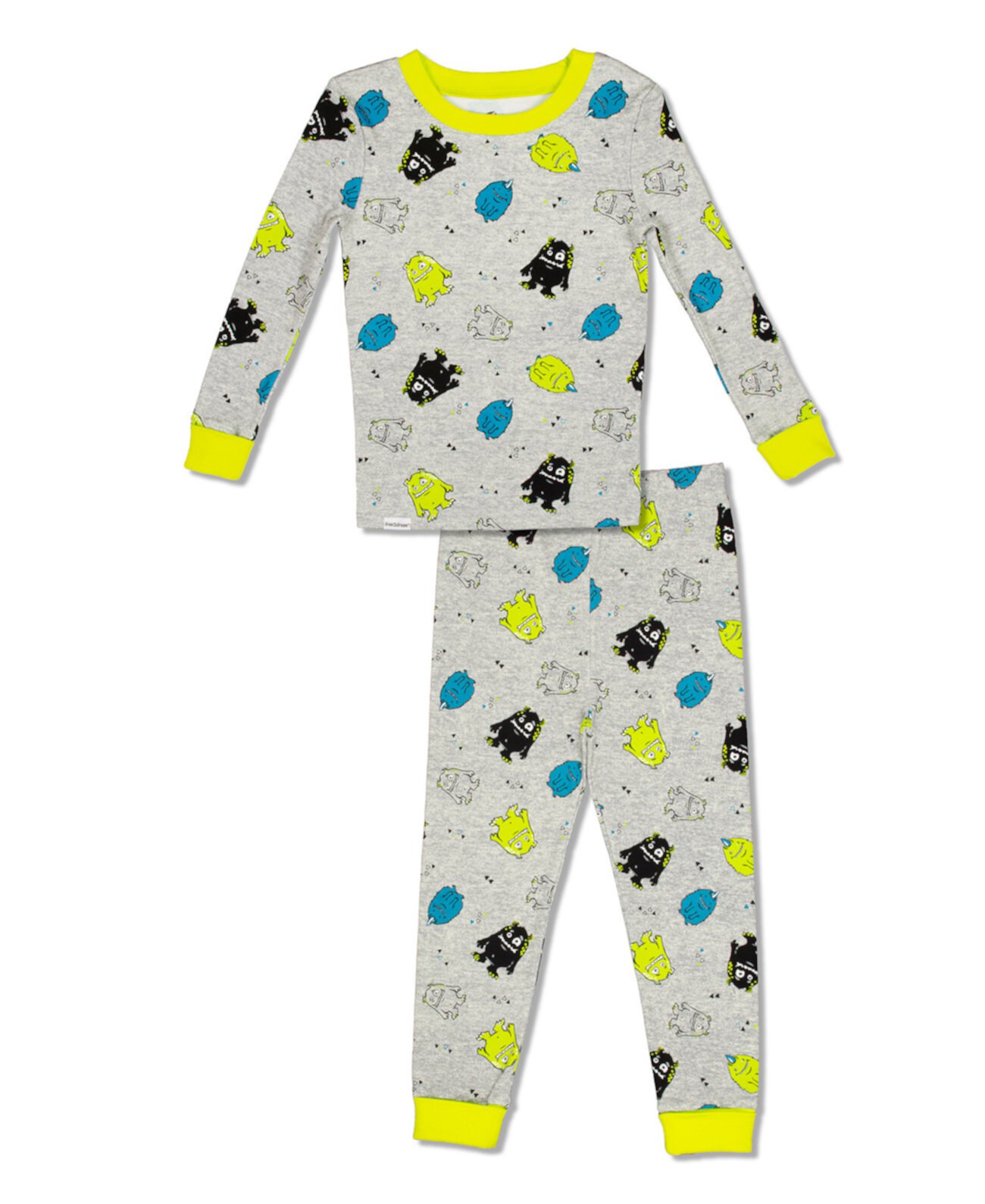 Хлопковая пижама из 2 предметов с принтом маленьких и больших монстров для мальчиков с манжетами Grow with Me Free 2 Dream