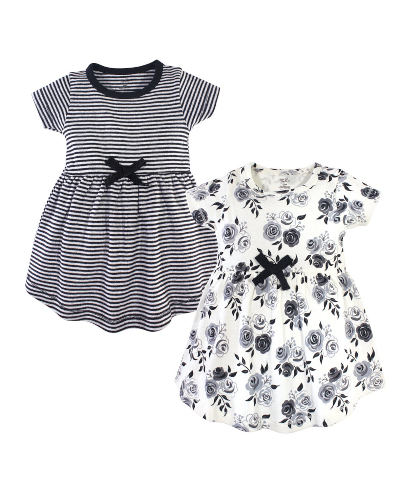 Baby Girls Organic Cotton Short-Sleeve Dresses 2pk, Black Floral Touched by Nature