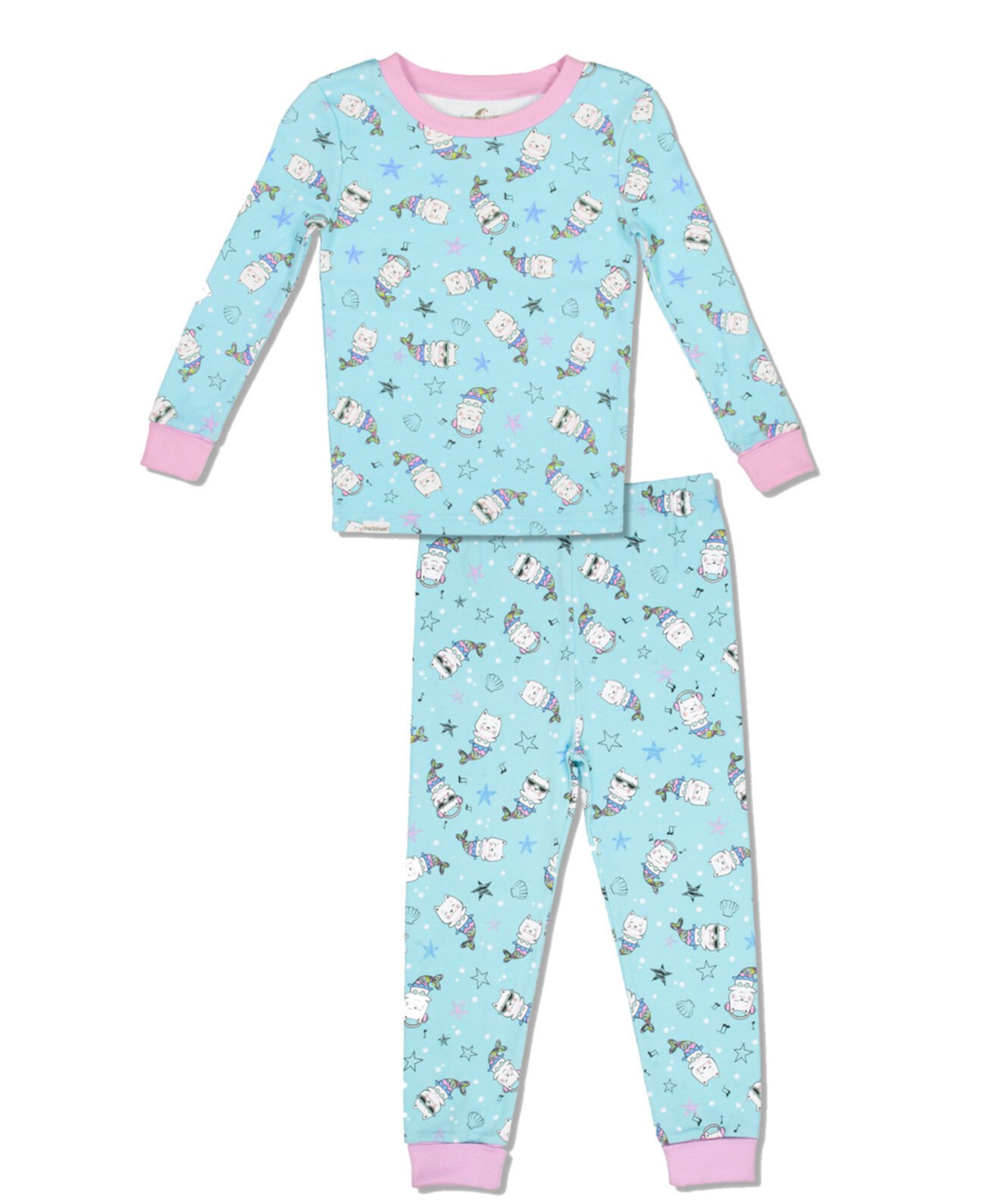 Комплект из 2 пижамных комплектов из хлопка и пуховок для девочек от малышей до малышей и биг-меров с манжетами Grow with Me Free 2 Dream
