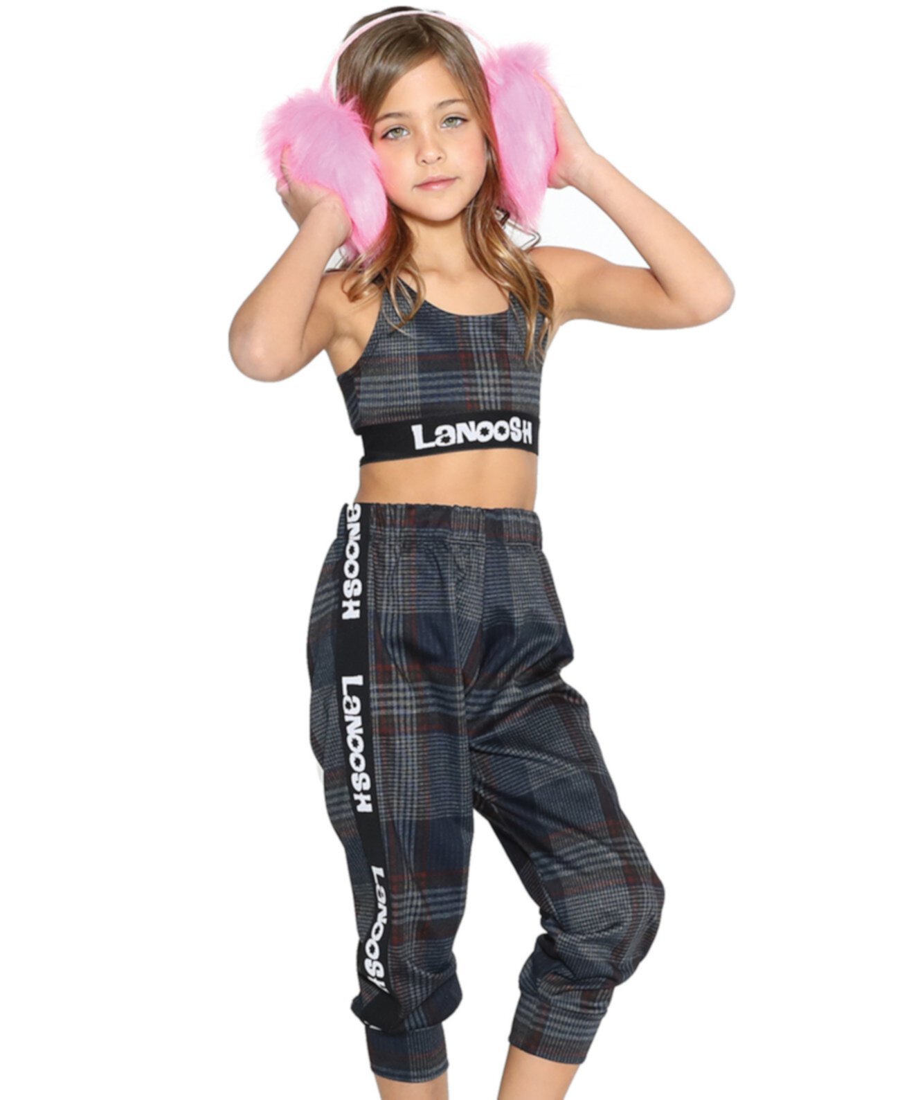 Little Girls Comfy Jogger с резинкой с логотипом по бокам Lanoosh