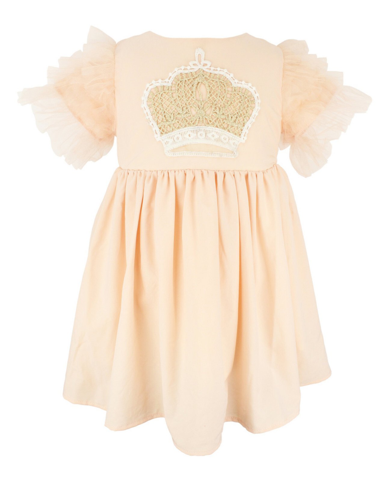 Платье из тюля с аппликацией в виде короны для маленьких девочек Popatu
