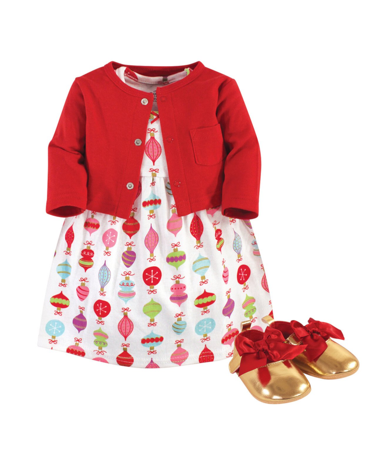 Кардиган с блестками для новорожденных девочек, комплект платья и обуви, набор из 3 шт. Little Treasure