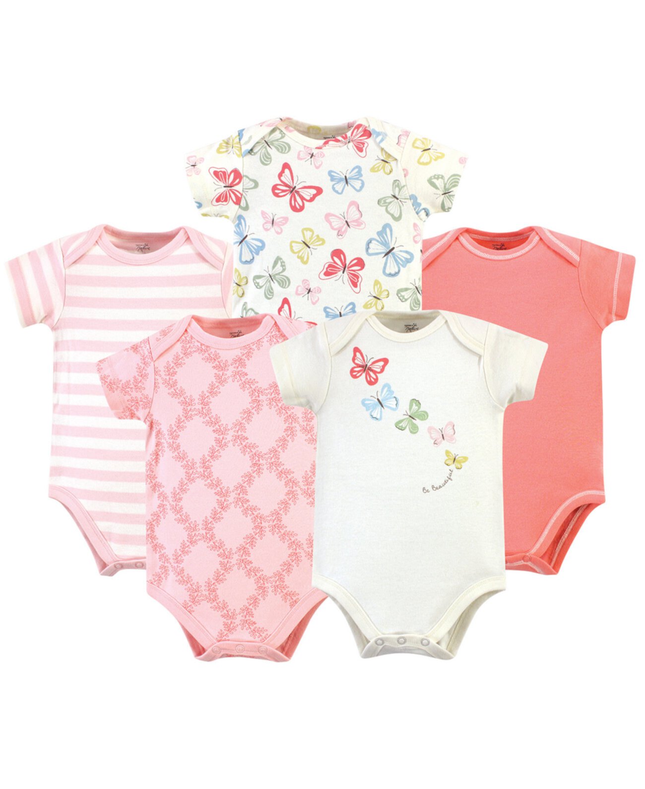 Baby Girls Baby Organic Cotton Bodysuits 5pk, Butterflies Touched by Nature