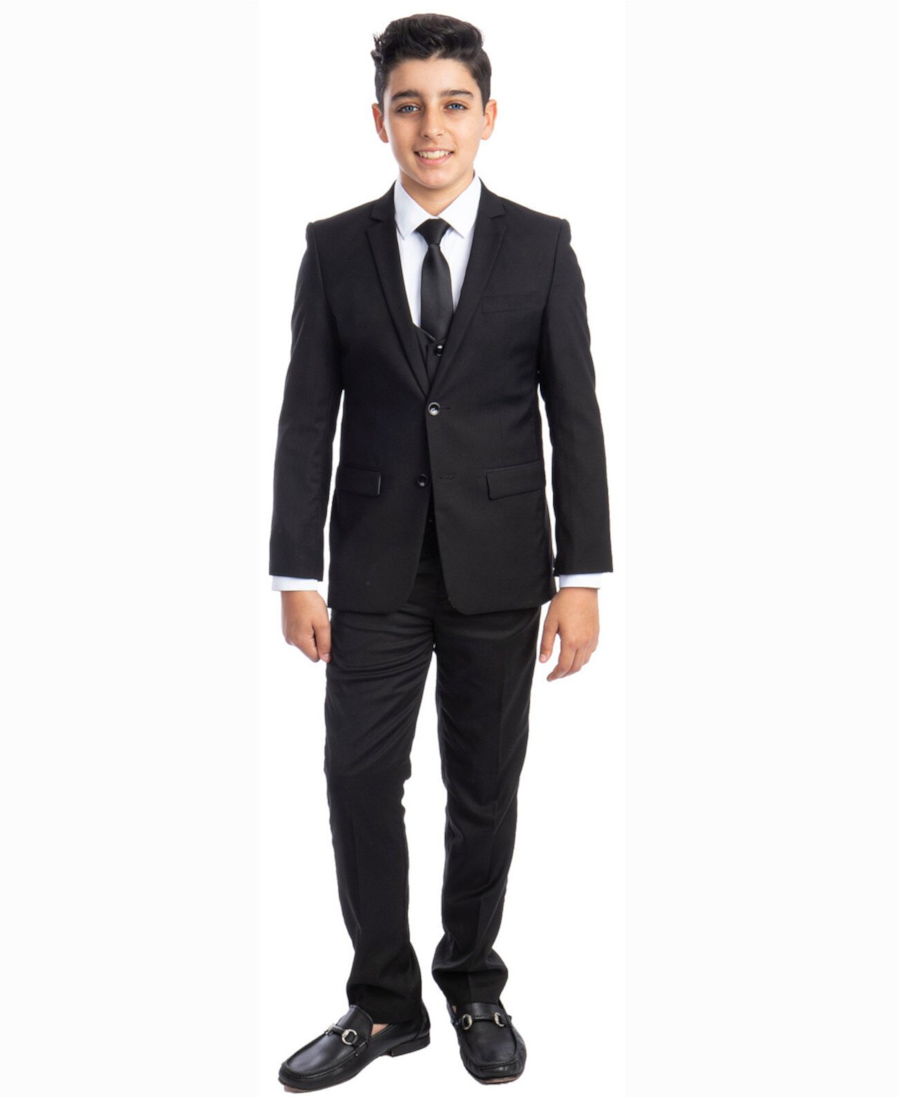 Комплект из 5 предметов для больших мальчиков: рубашка, галстук, куртка, жилет и брюки. Perry Ellis