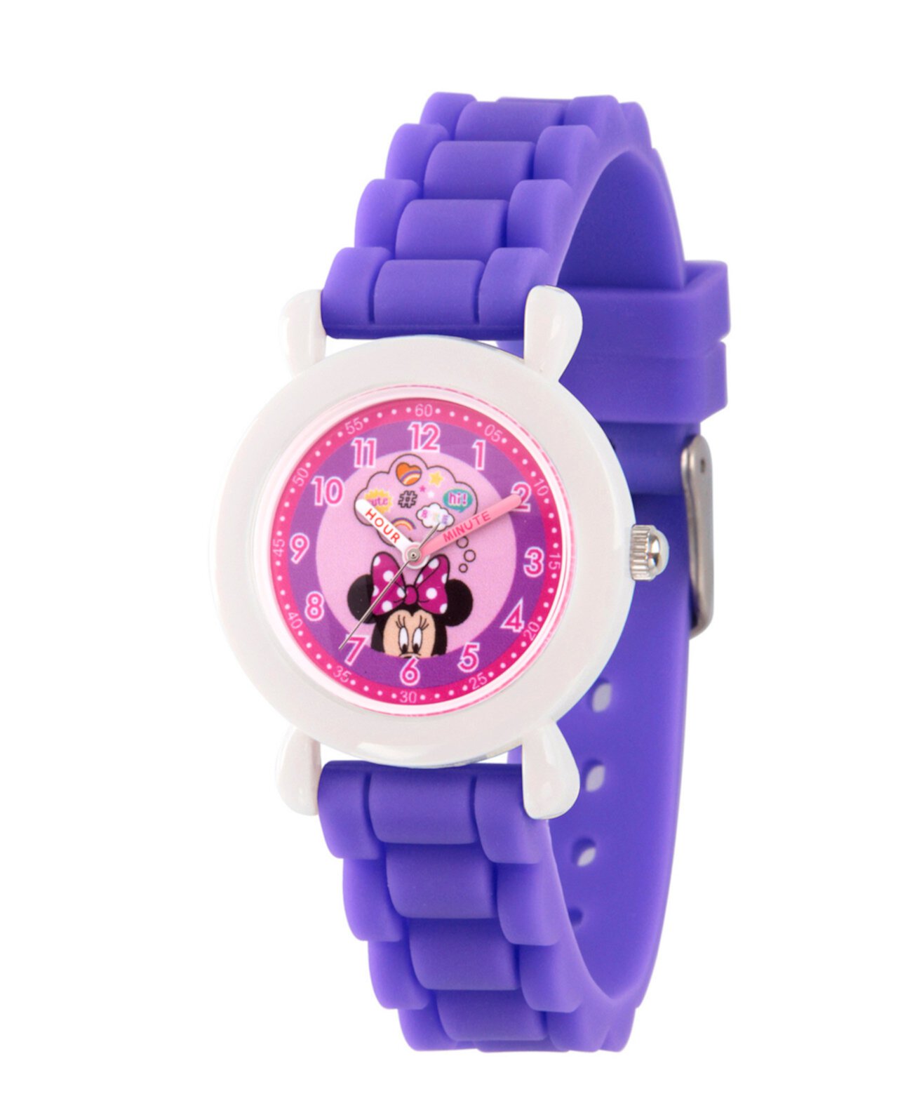 Дисней Минни Маус для девочек с фиолетовым пластиковым ремешком для часов Часы 32мм Ewatchfactory