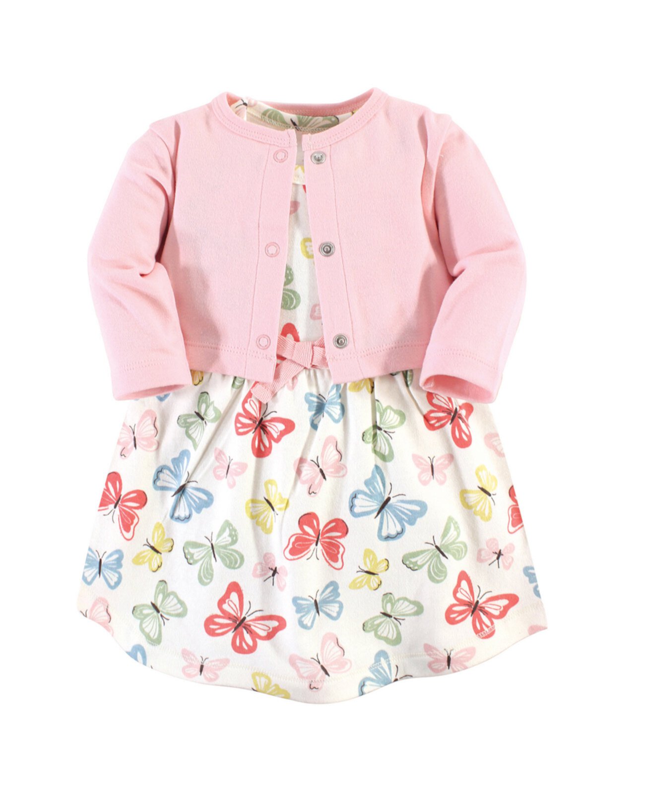 Baby Girls Baby Cotton Dress and Cardigan 2pc Set, Butterflies Touched by Nature