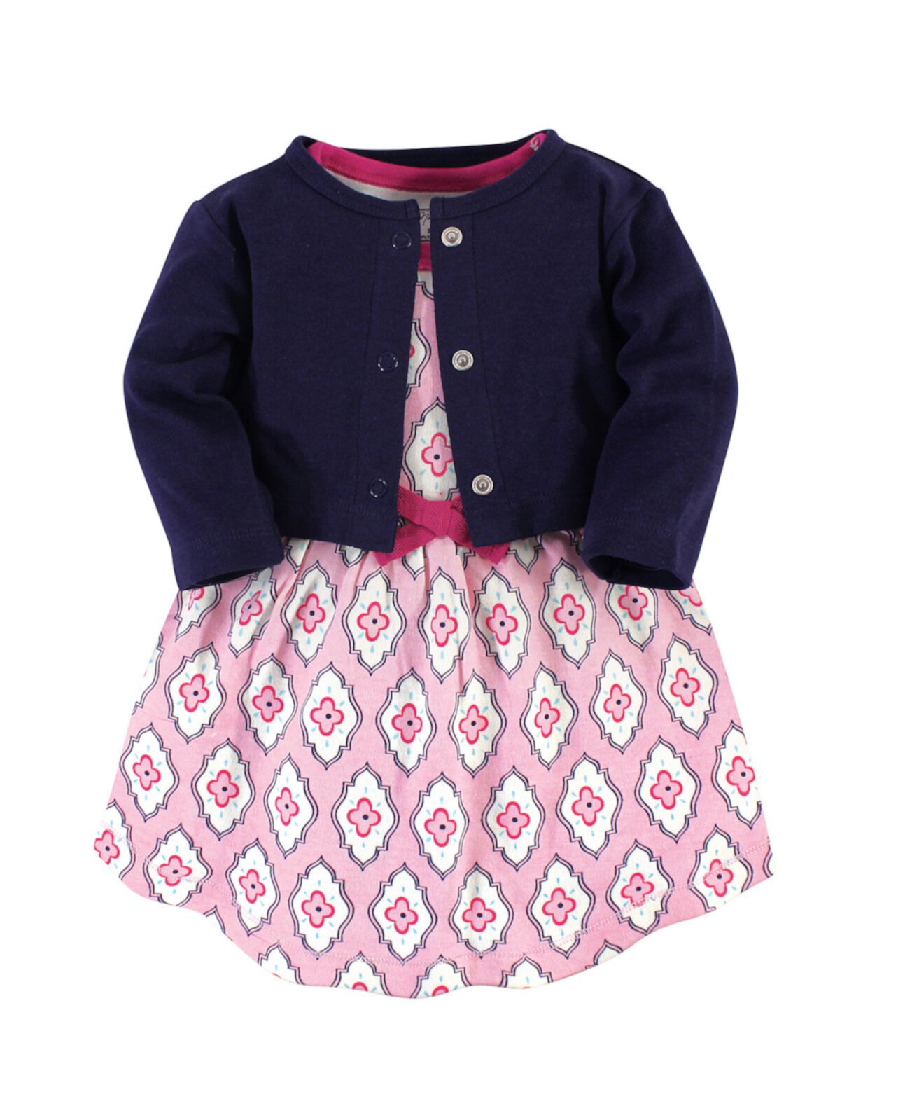 Baby Girls Organic Cotton Dress and Cardigan 2pc Set, Trellis Touched by Nature