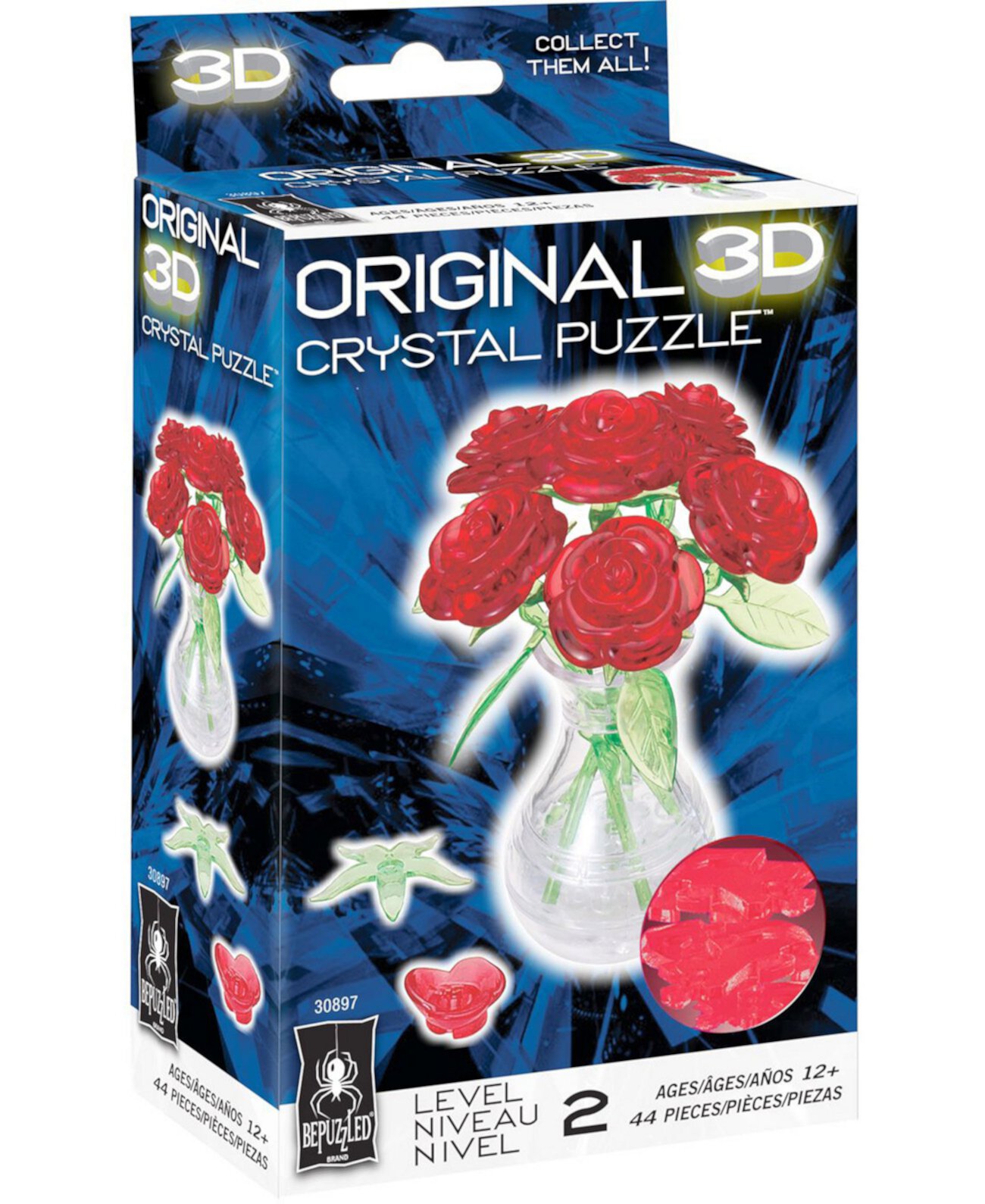 3D Crystal Puzzle - Розы в вазе BePuzzled