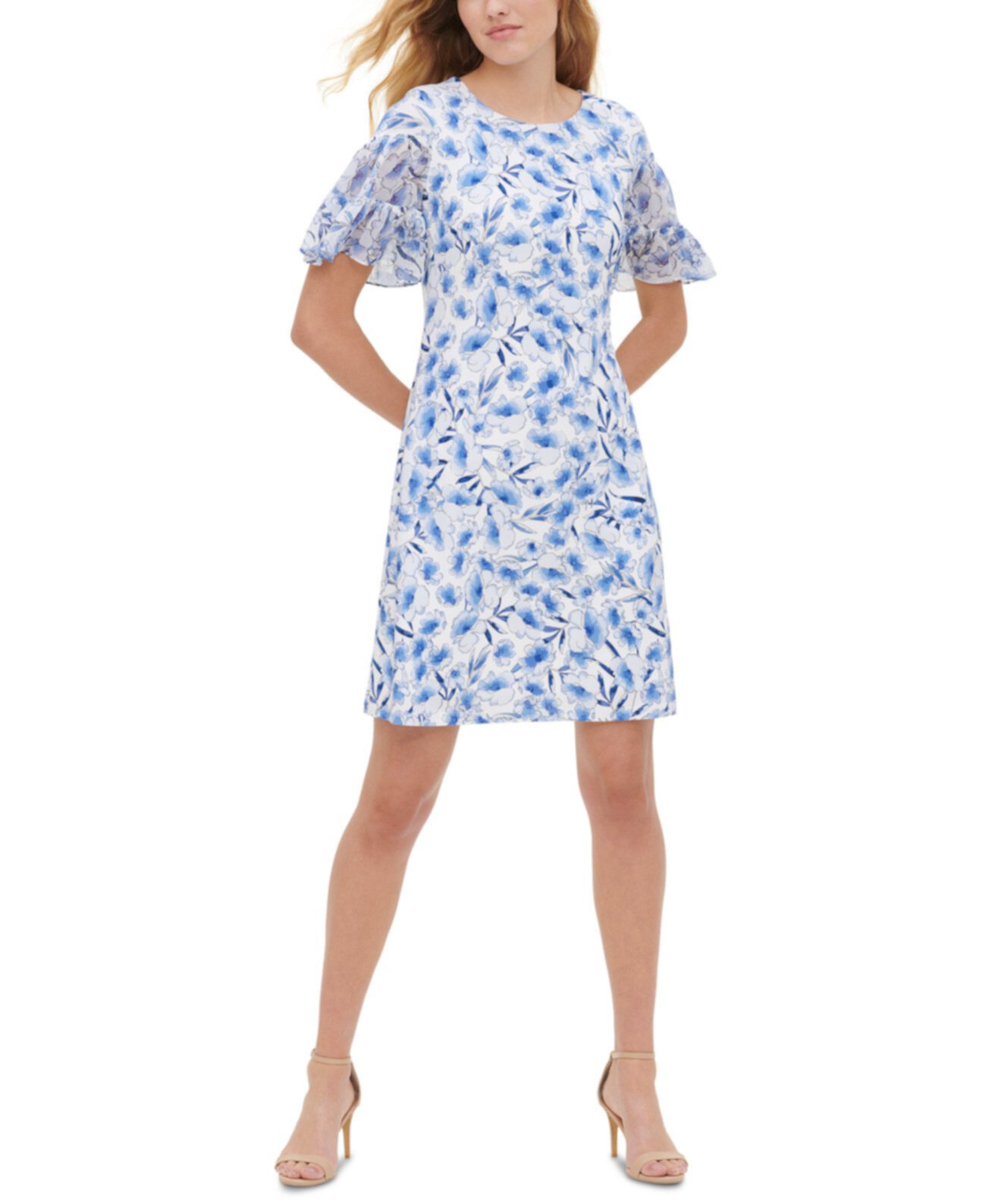 Платье с цветочным принтом и шифоновыми рукавами Tommy Hilfiger
