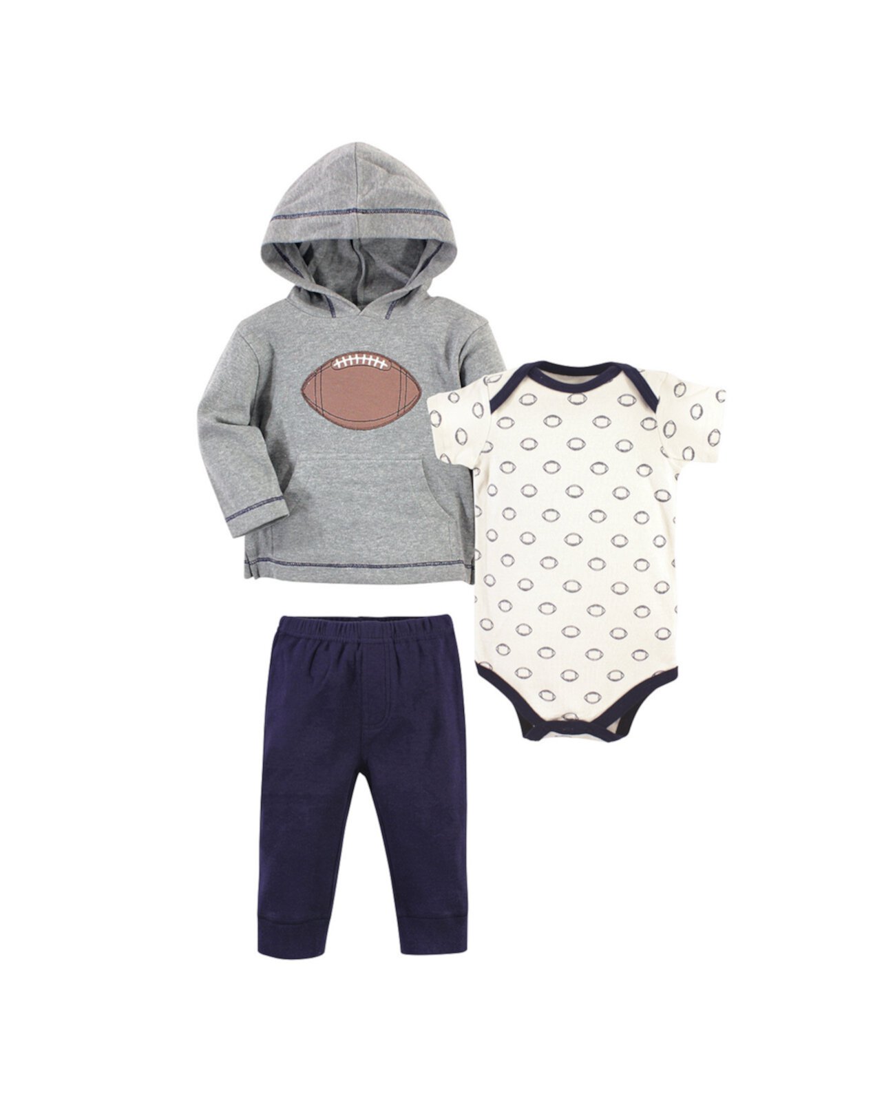 Футболка с капюшоном, боди или майка для мальчиков и брюки, комплект из 3 Hudson Baby