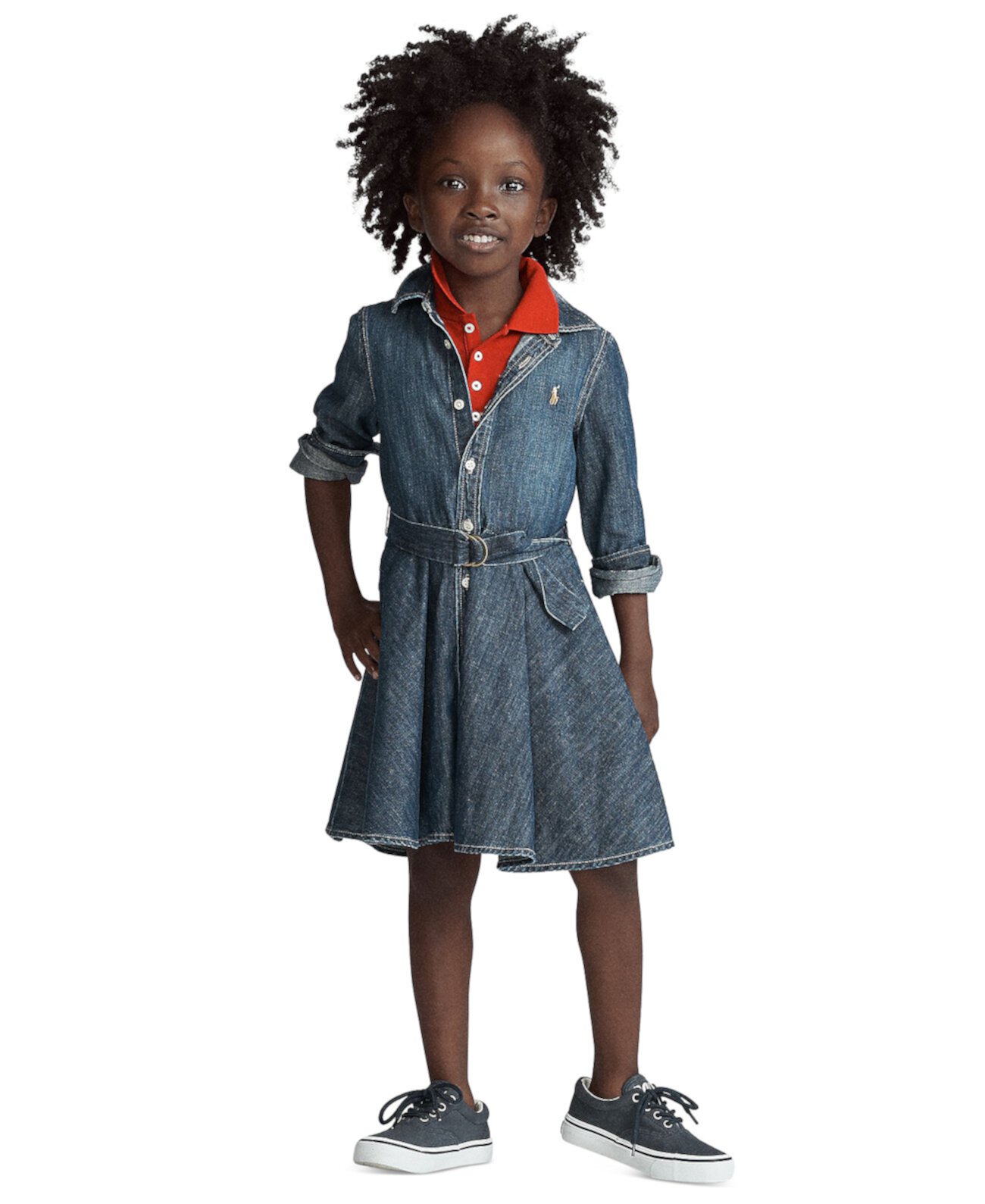Платье-рубашка для девочек Polo Ralph Lauren из хлопка с ремнем Polo Ralph Lauren