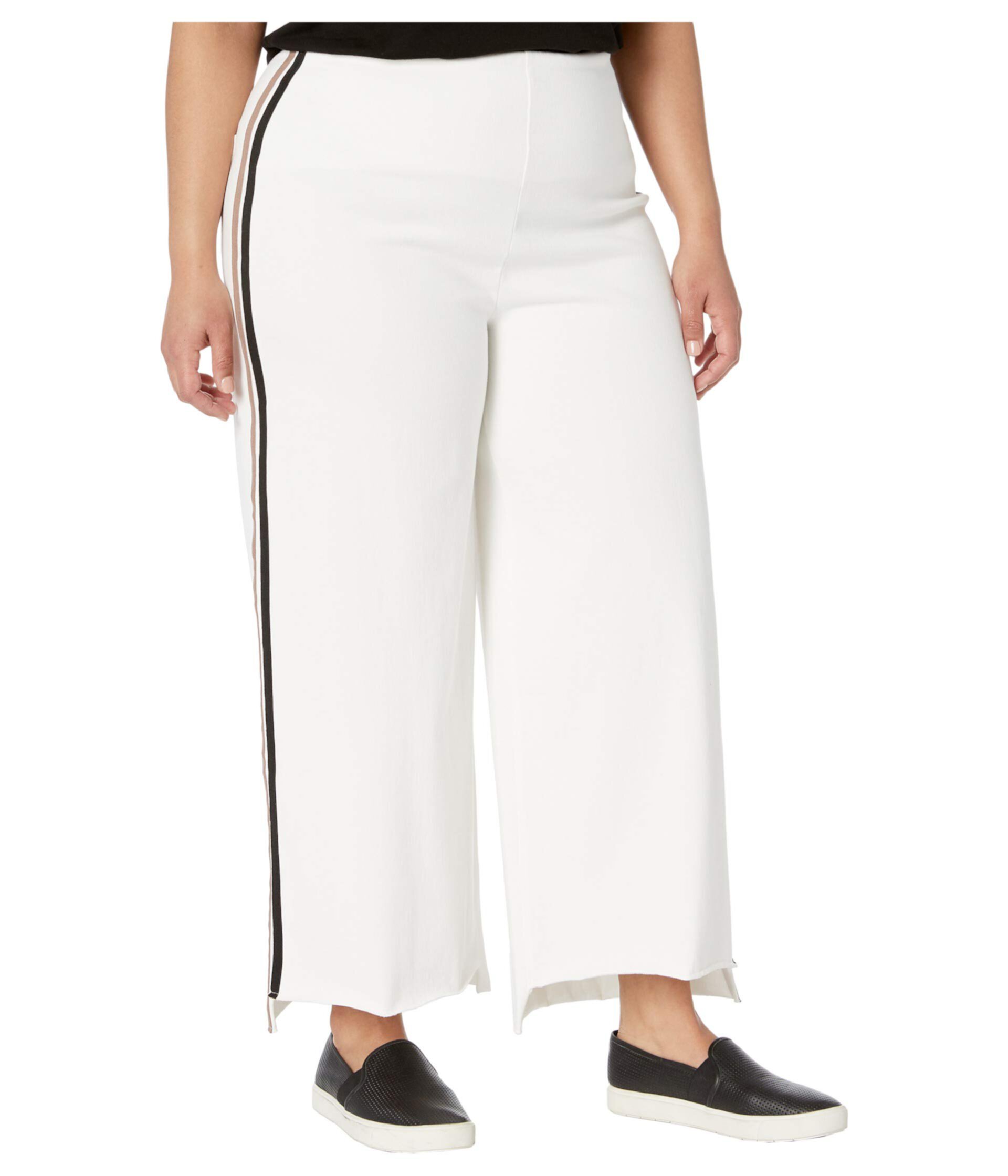 Укороченные широкие брюки Emilia большого размера с боковой полоской из вязаного денима Lysse