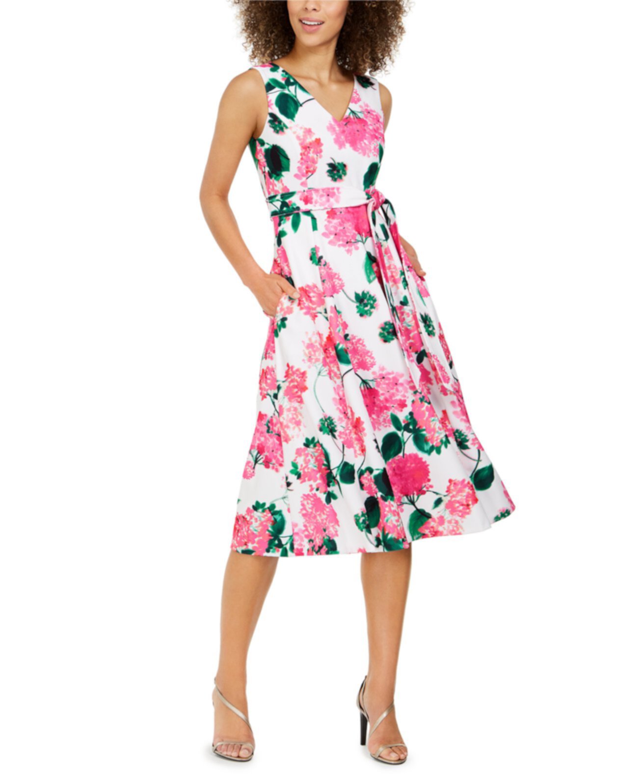 Платье миди с цветочным принтом Calvin Klein