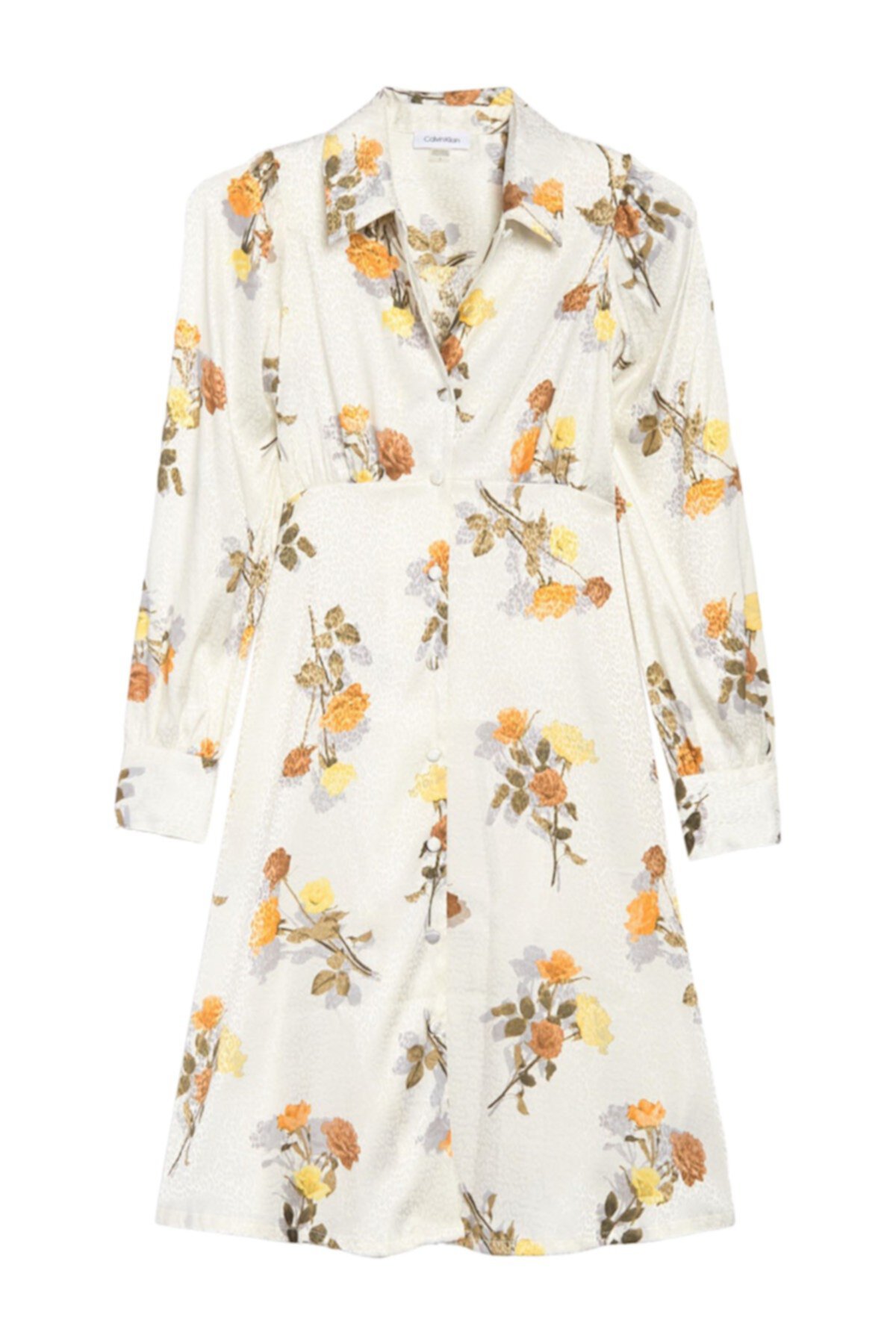 Жаккардовое платье-рубашка с цветочным рисунком Calvin Klein