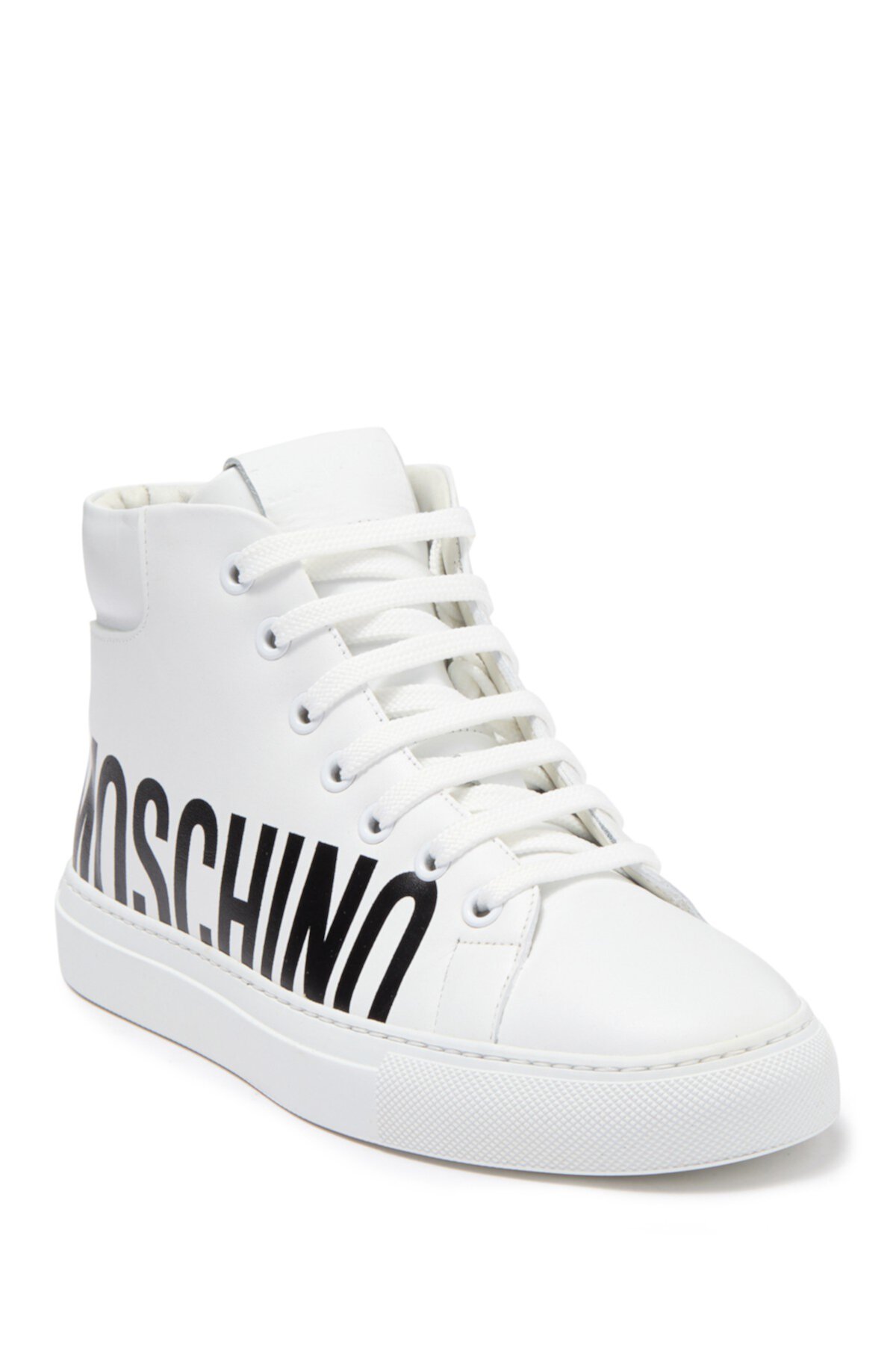 Кожаные кроссовки с логотипом Hightop Moschino