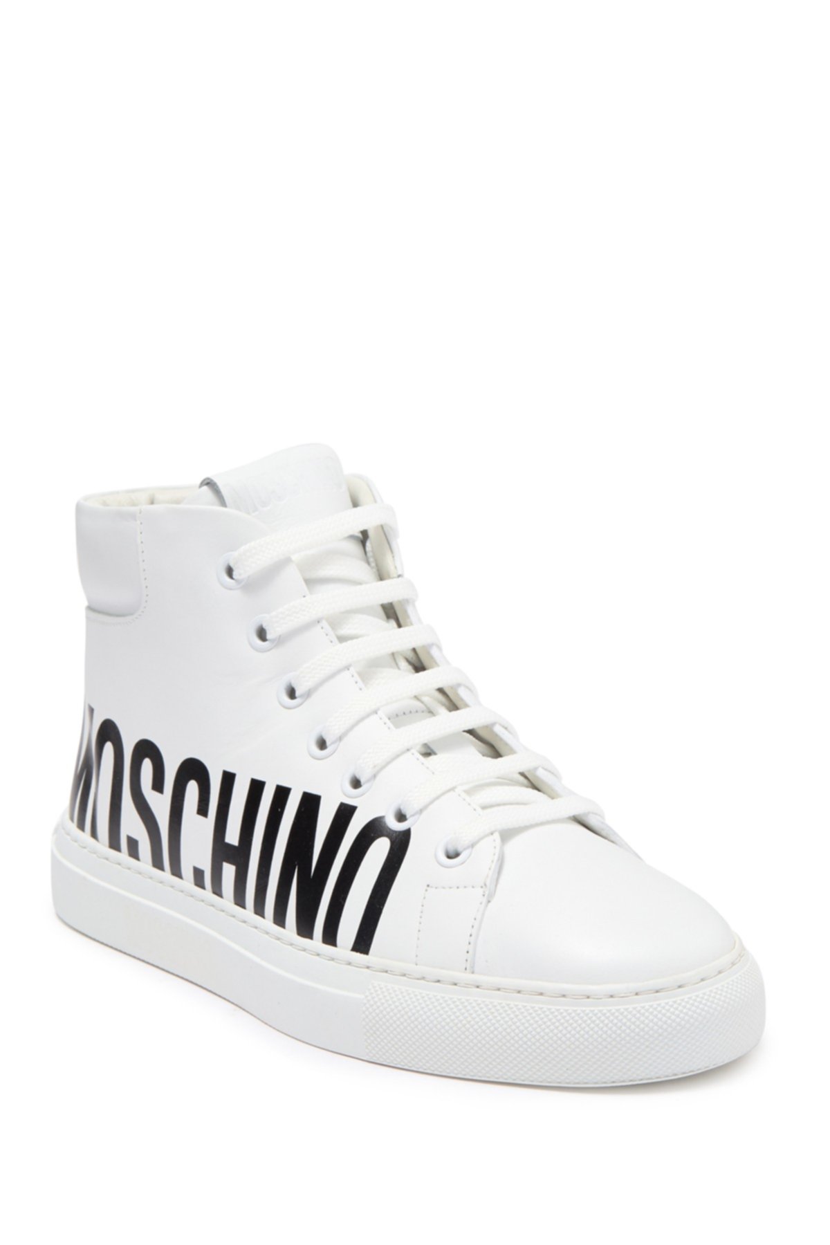Кожаные кроссовки с логотипом Moschino