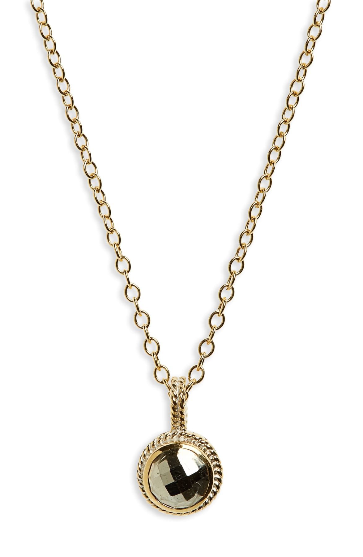 18K желтое золото покрыло металлом стерлингового серебра пирит круглое ожерелье Anna Beck
