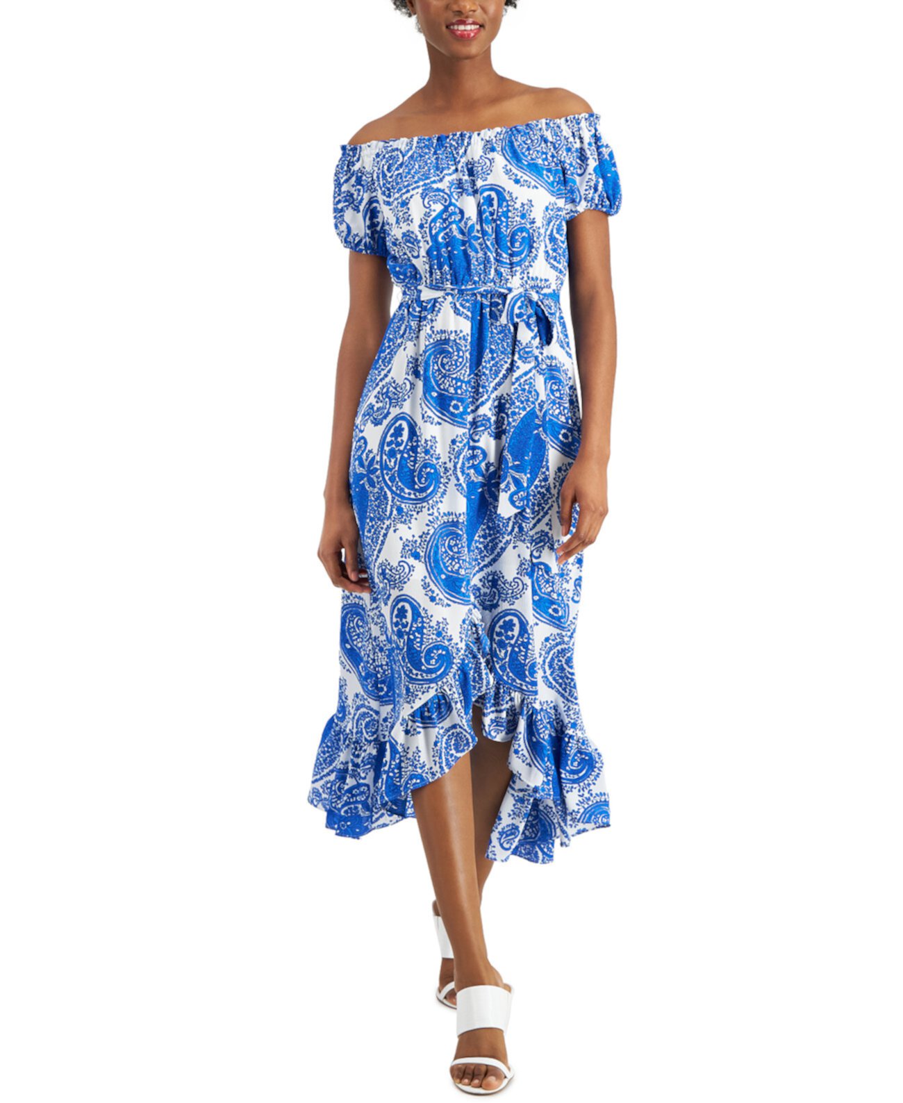 Платье трапециевидной формы с открытыми плечами, созданное для Macy's Bar III