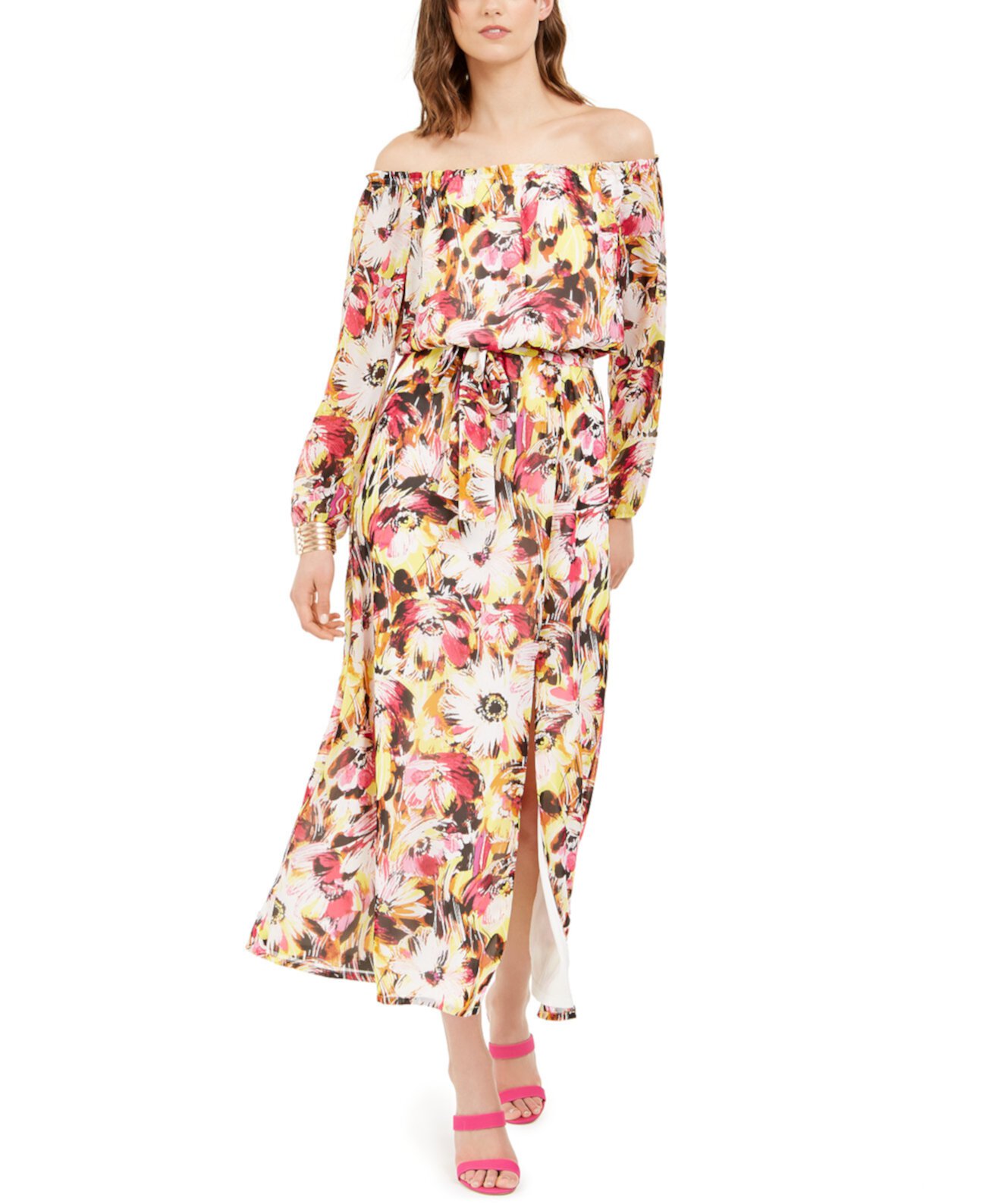 Макси-платье с открытыми плечами и цветочным принтом INC, созданное для Macy's INC International Concepts