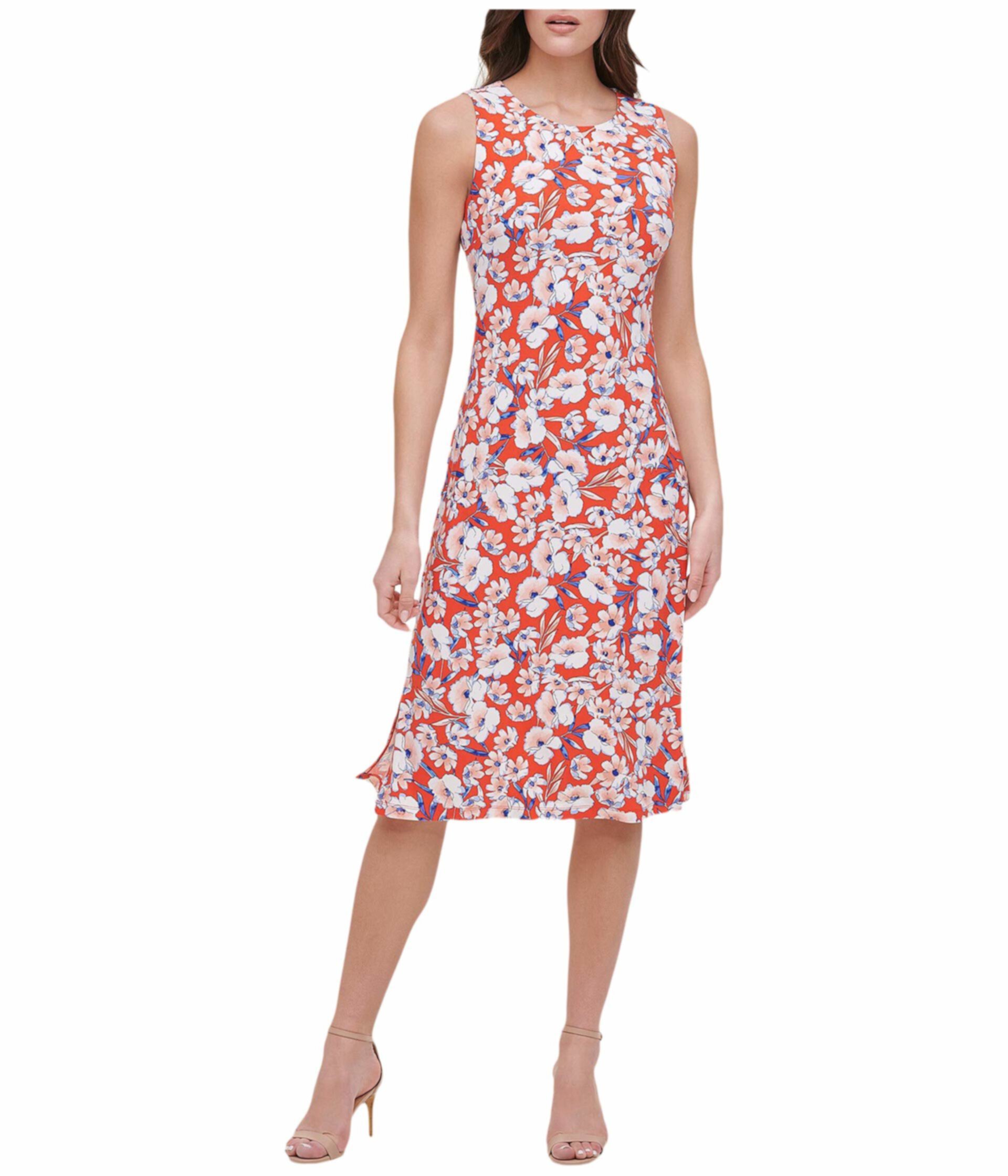 Платье миди трапециевидной формы из джерси с цветочным шоу Tommy Hilfiger