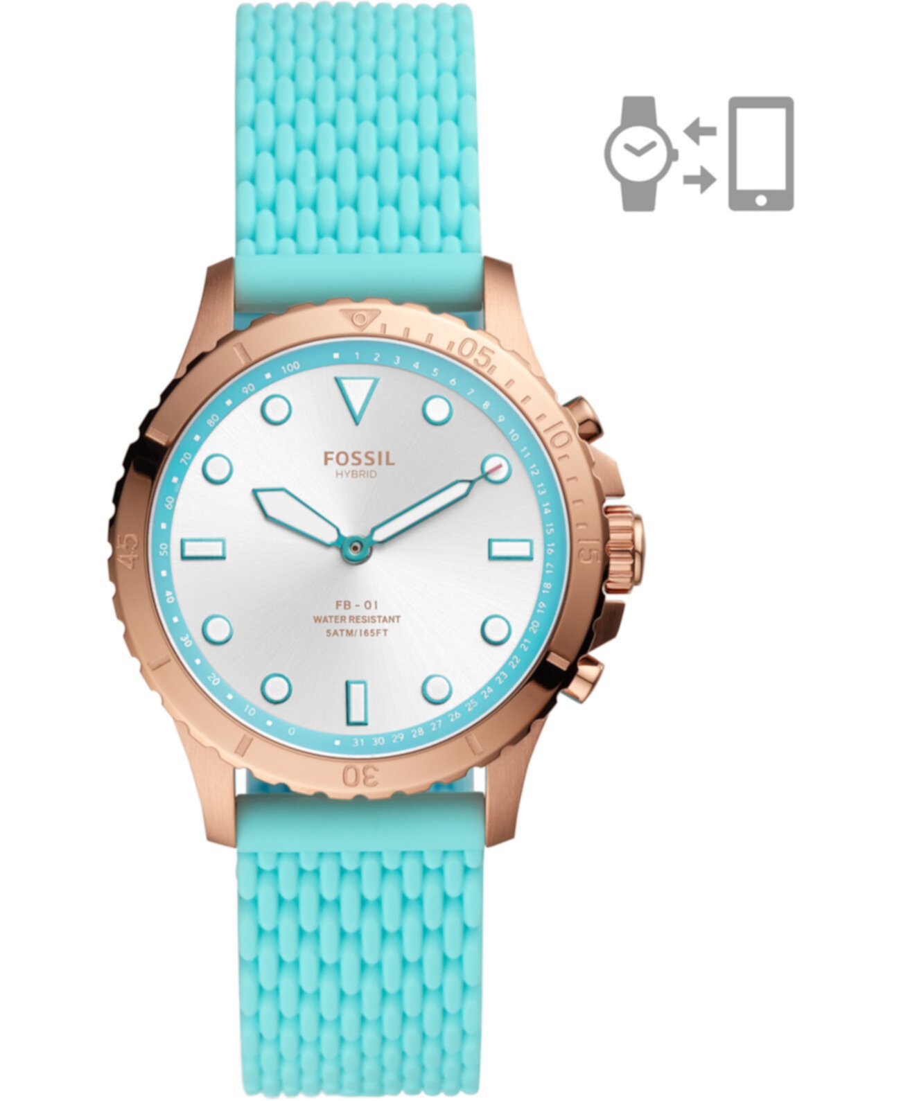 Женский FB-01 Гибридный синий силиконовый ремешок Smart Watch 36mm Fossil