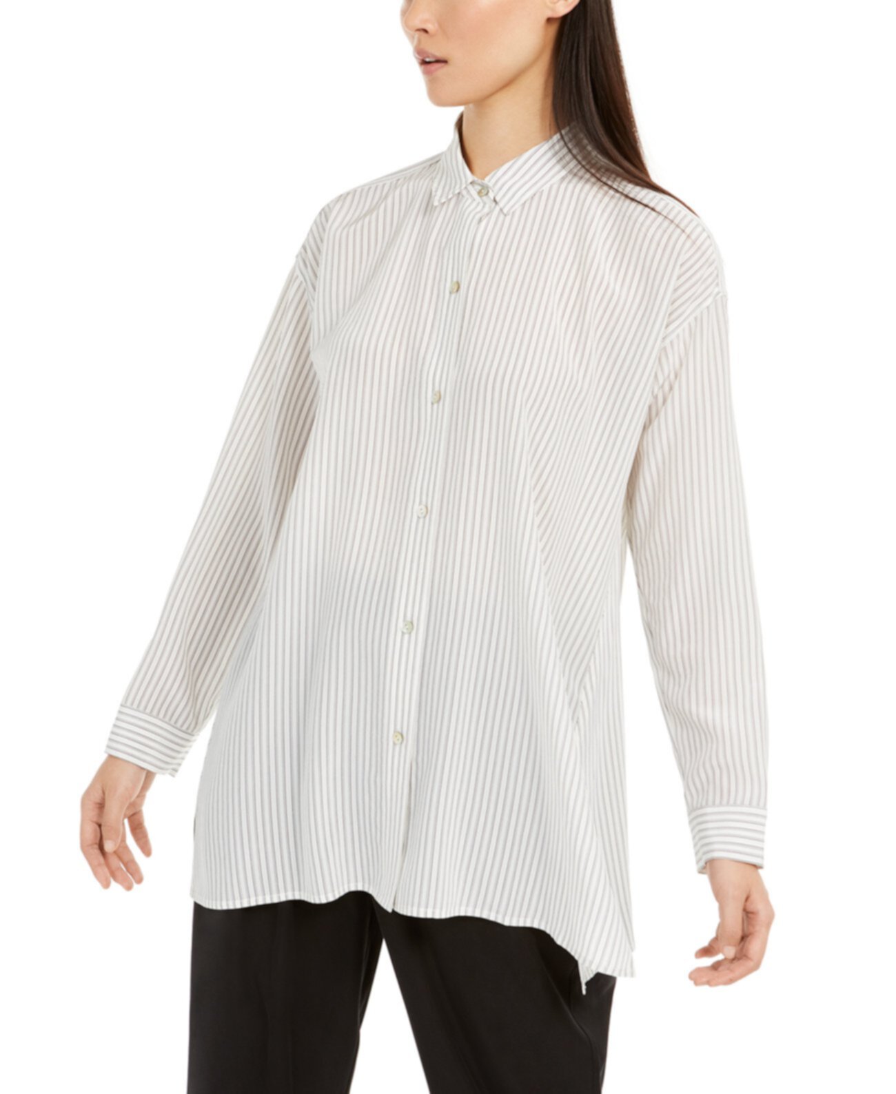 Шелковая рубашка в полоску с пуговицами, обычные и миниатюрные размеры Eileen Fisher