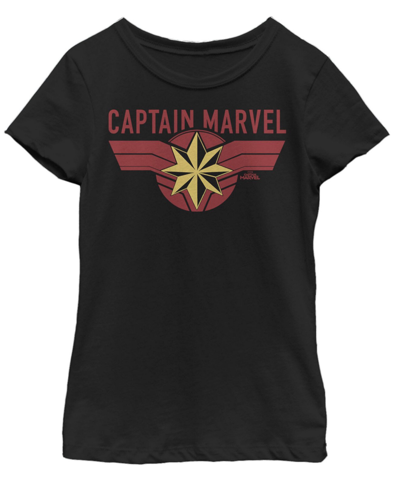 Marvel Big Girl's Капитан Marvel Золотая футболка с изображением звезды и короткими рукавами FIFTH SUN
