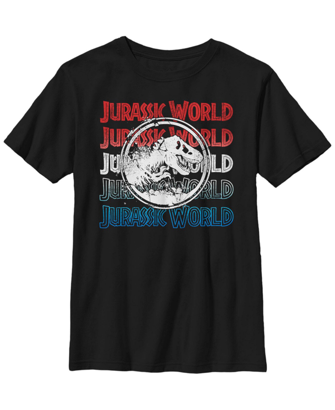 Jurassic World Two Big Boys Красно-синяя футболка с короткими рукавами и логотипом FIFTH SUN