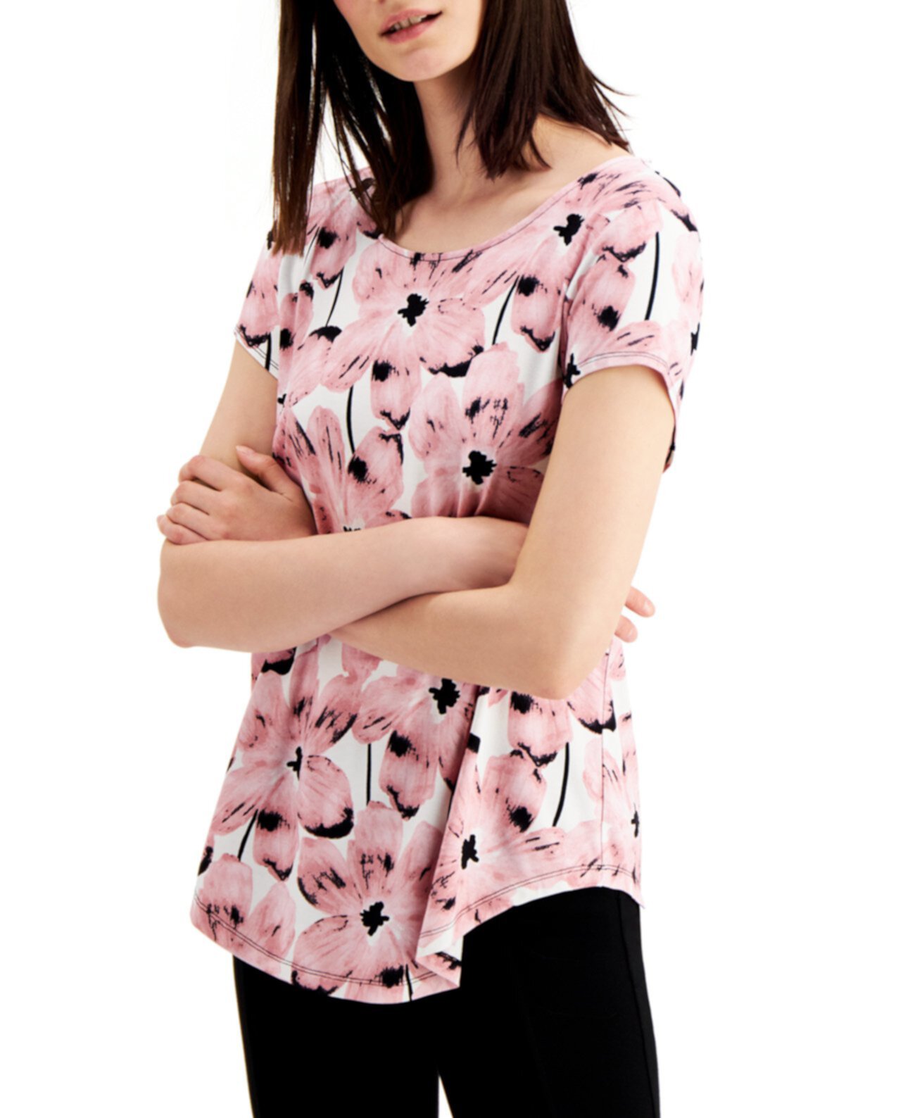 Миниатюрная футболка с цветочным принтом, созданная для Macy's Alfani