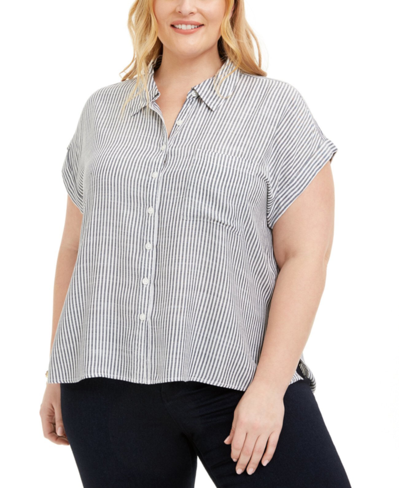 Рубашка в полоску большого размера, созданная для Macy's Style & Co
