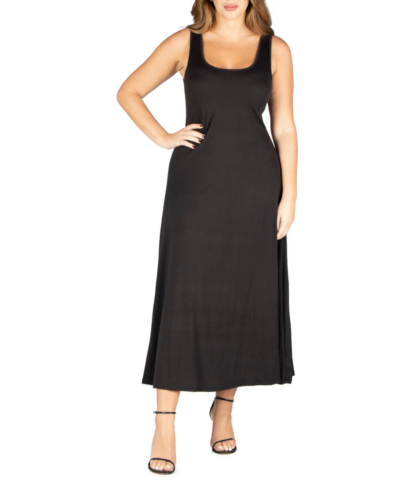 Женское простое макси-платье трапециевидной формы без рукавов больших размеров 24Seven Comfort