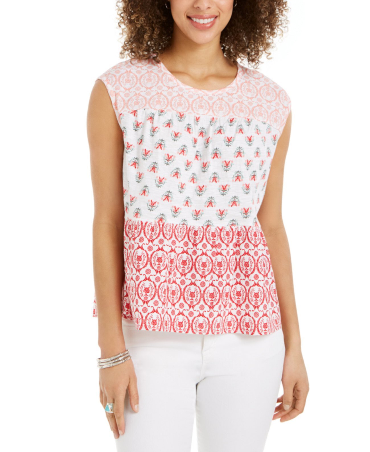 Petite Cotton Tiered Top, Created for Macy's Style & Co
