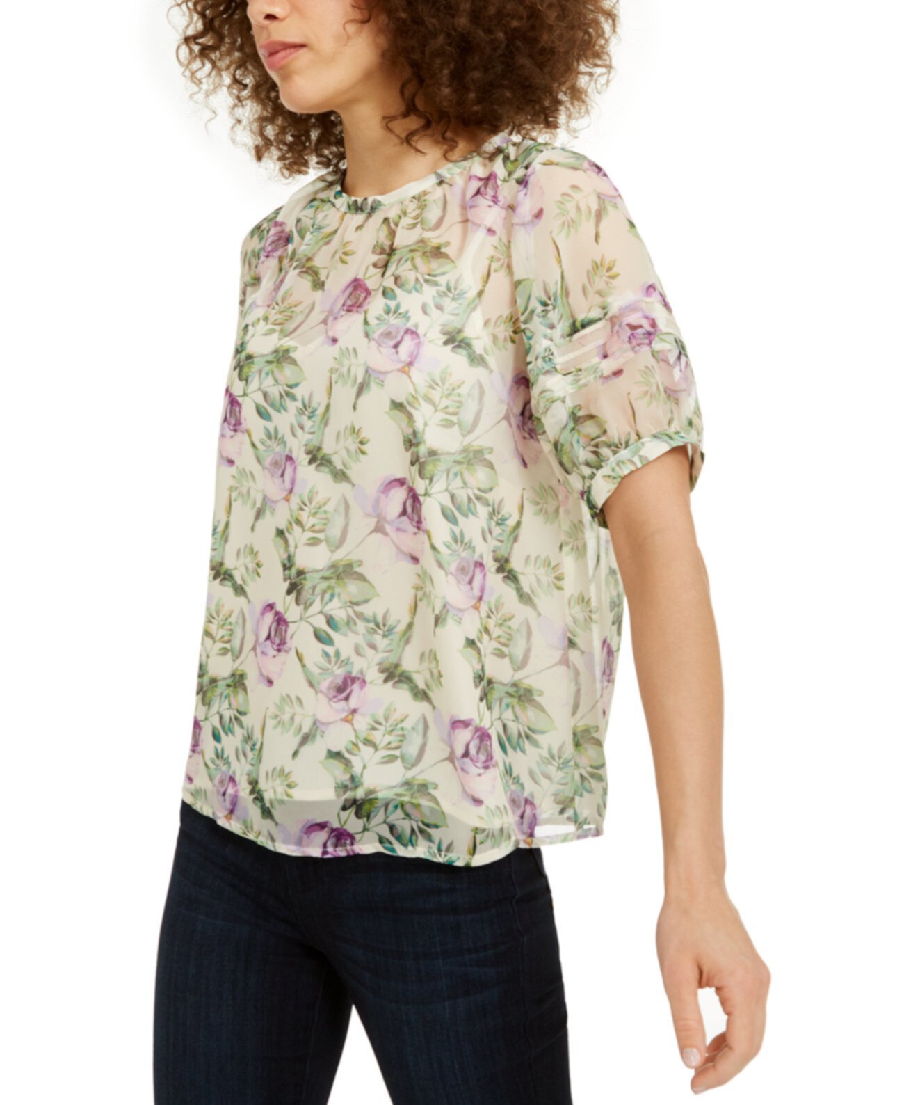 INC Petite Блуза с цветочным принтом и пышным рукавом, созданная для Macy's INC International Concepts