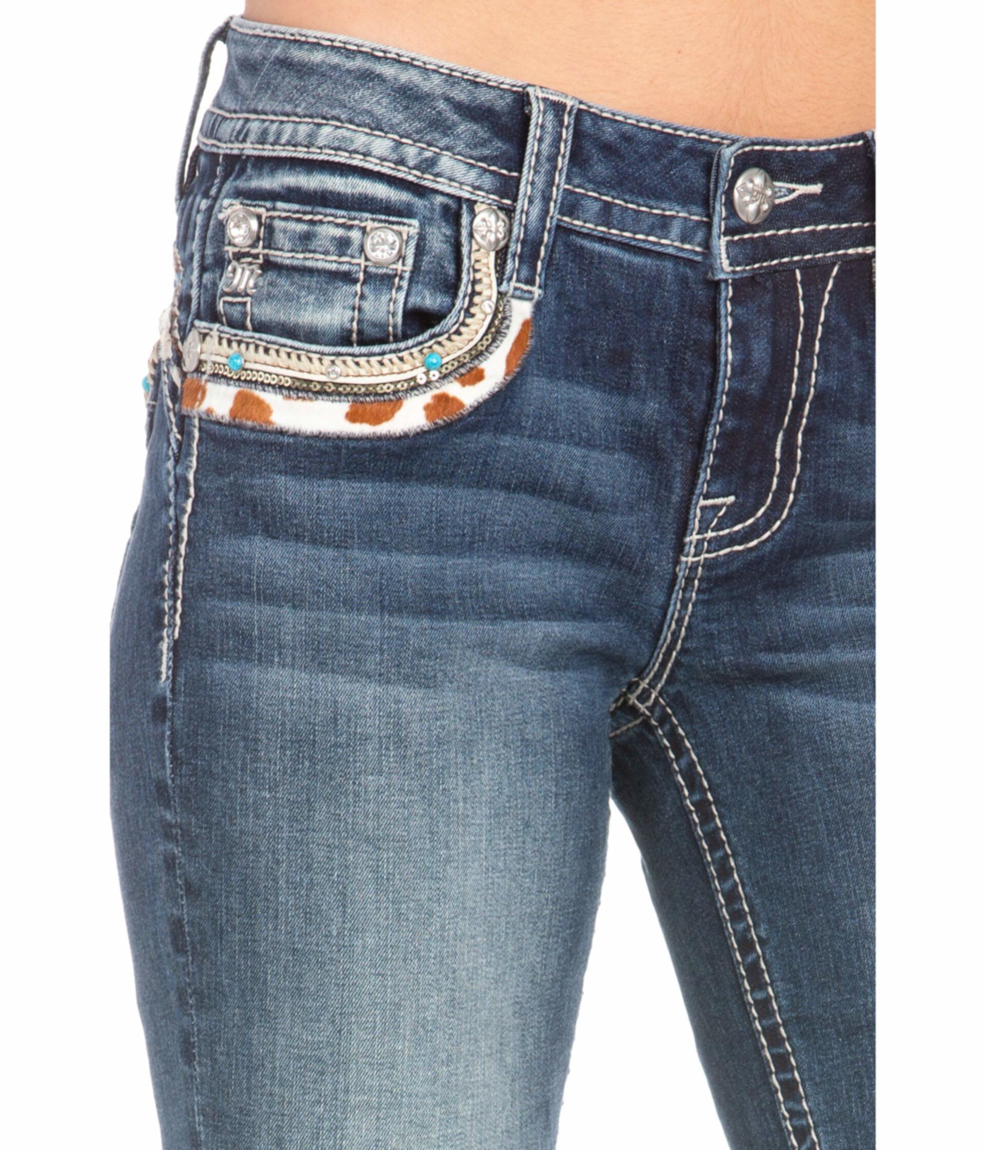 Темно-синие джинсы Bootcut с отделкой из хлопчатобумажной ткани Miss Me