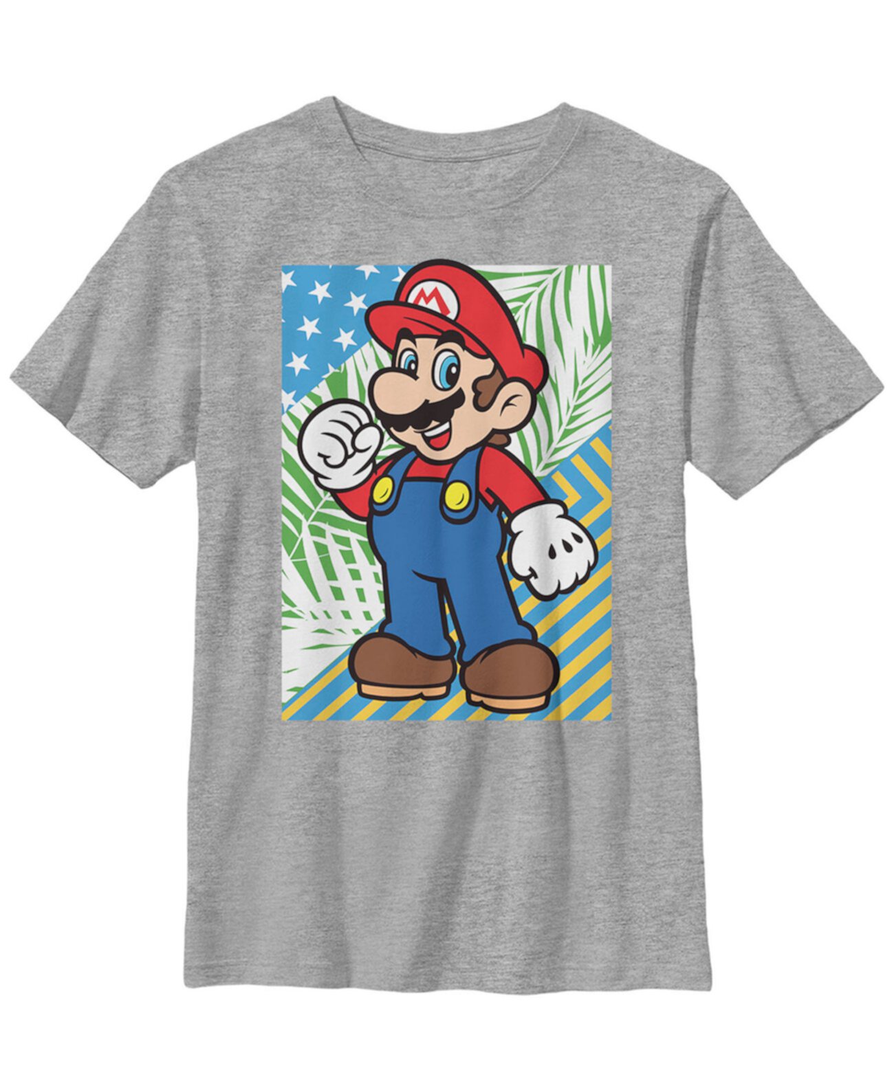 Футболка с короткими рукавами и портретом Super Mario с тропическим флагом Nintendo Big Boy FIFTH SUN
