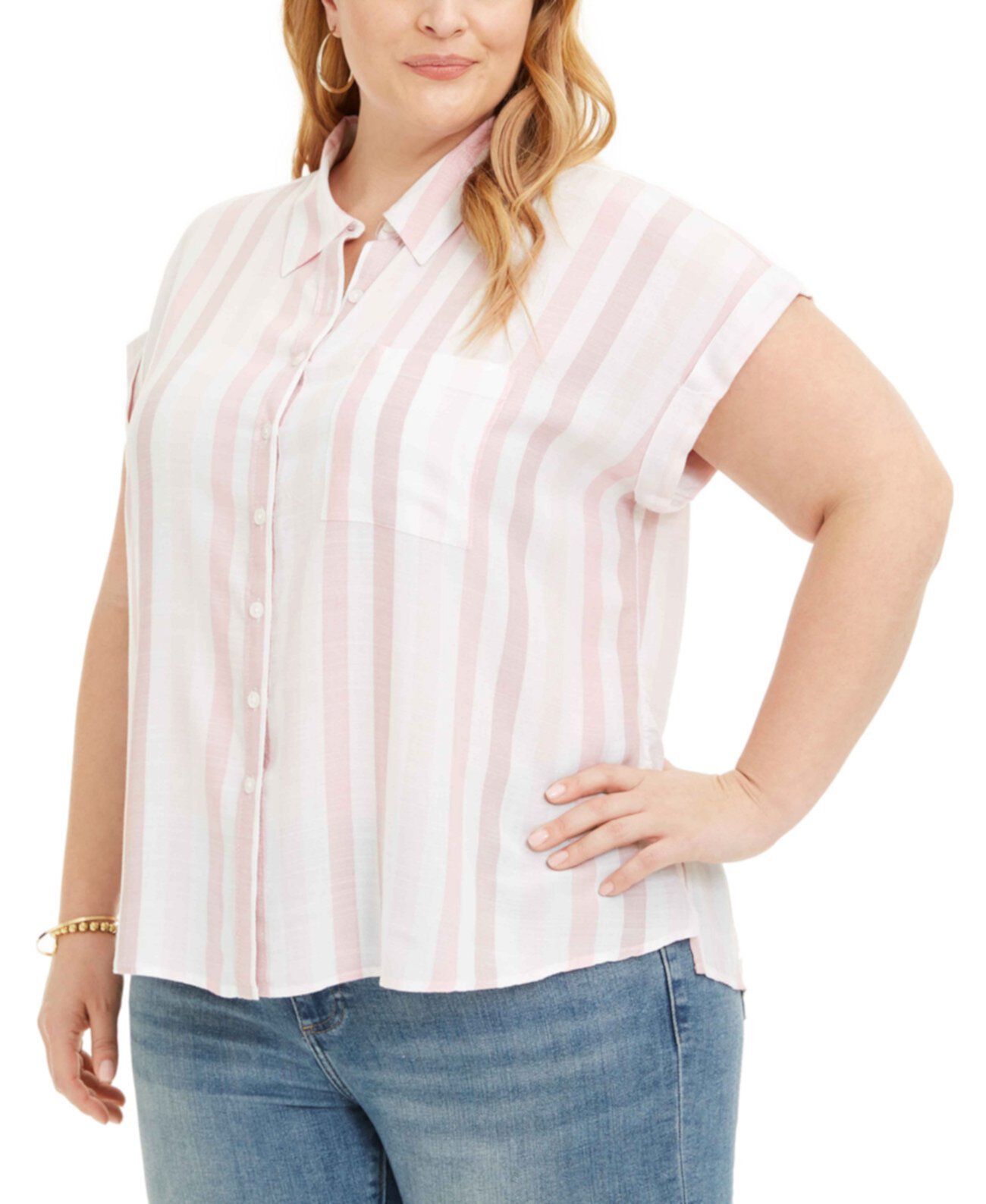 Рубашка в полоску большого размера, созданная для Macy's Style & Co