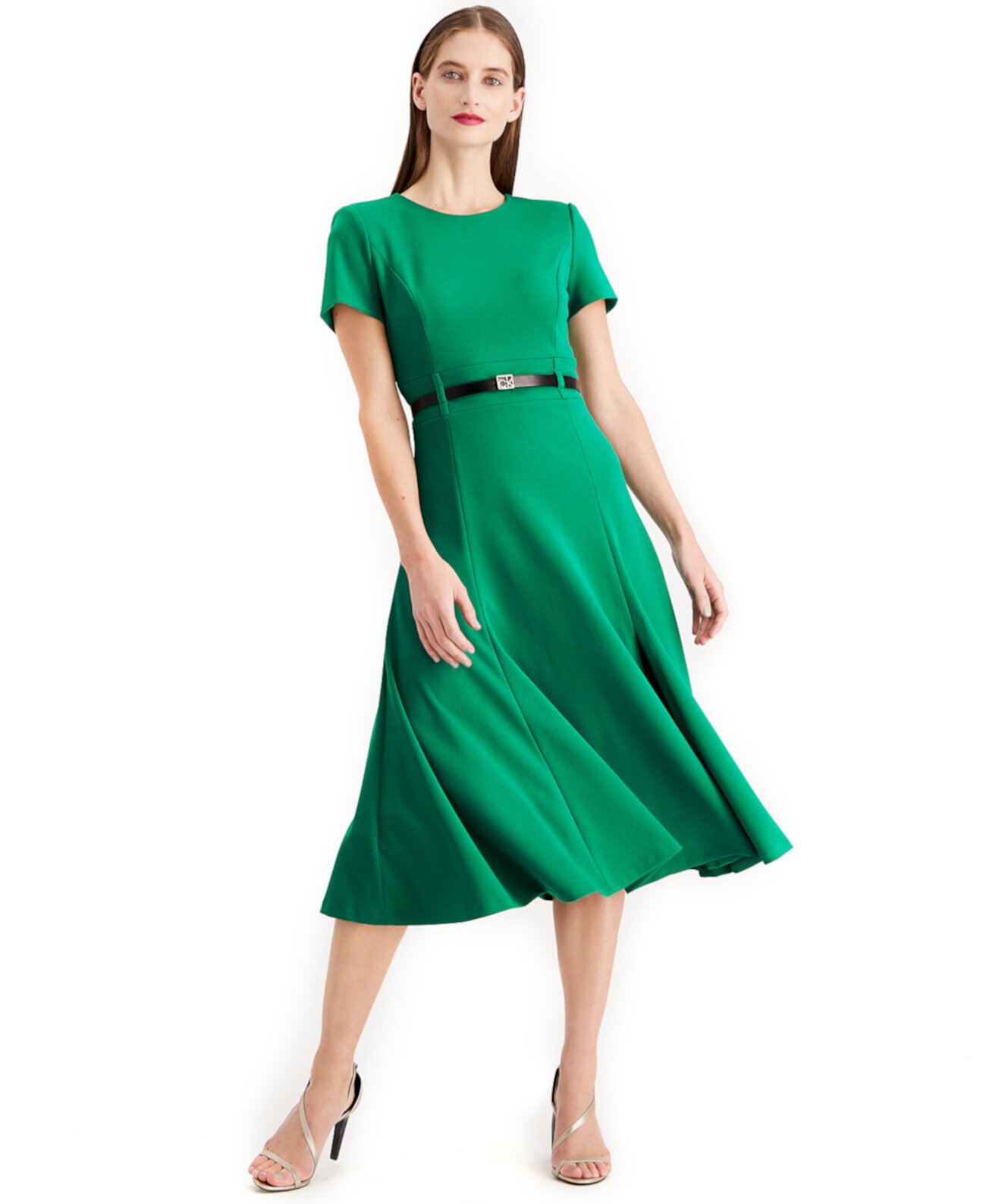 Платье миди трапециевидной формы с поясом Calvin Klein