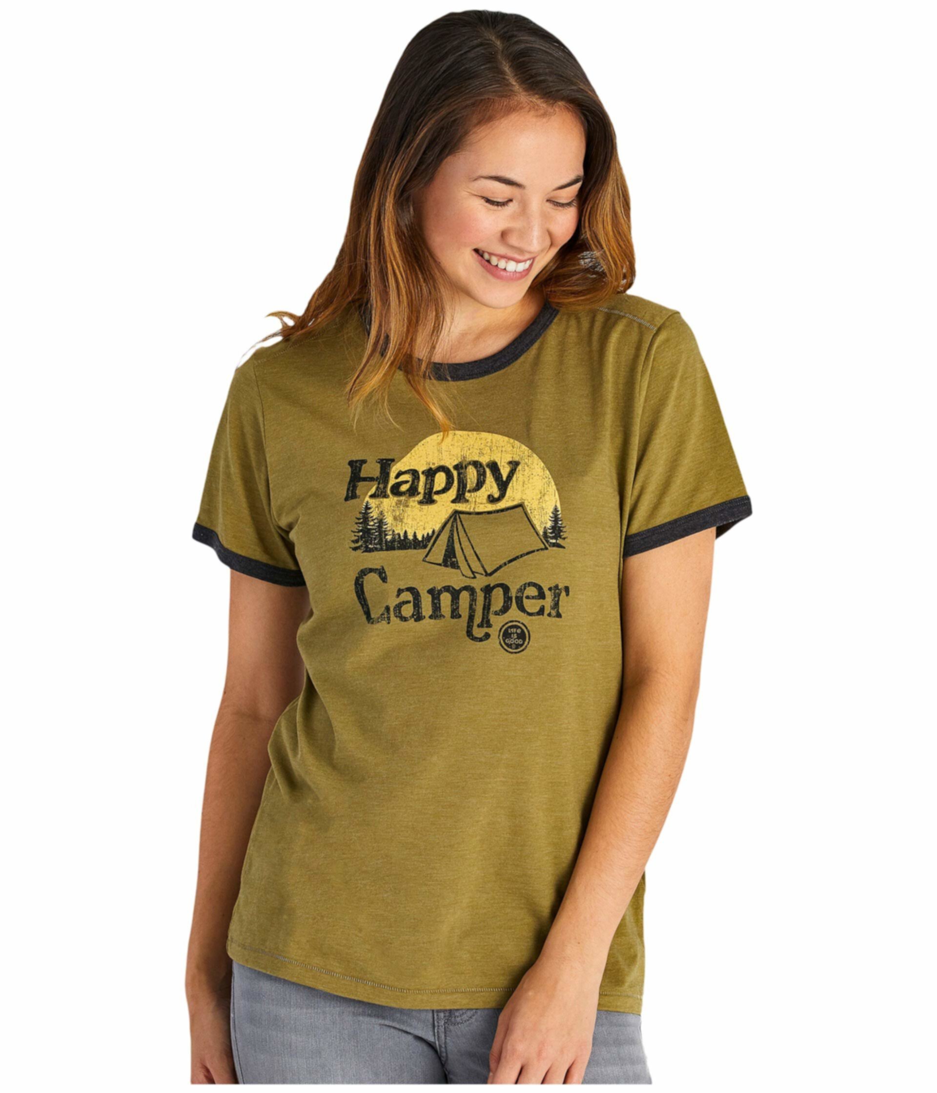 Happy Camper Tent Ringer Классная футболка Life is Good