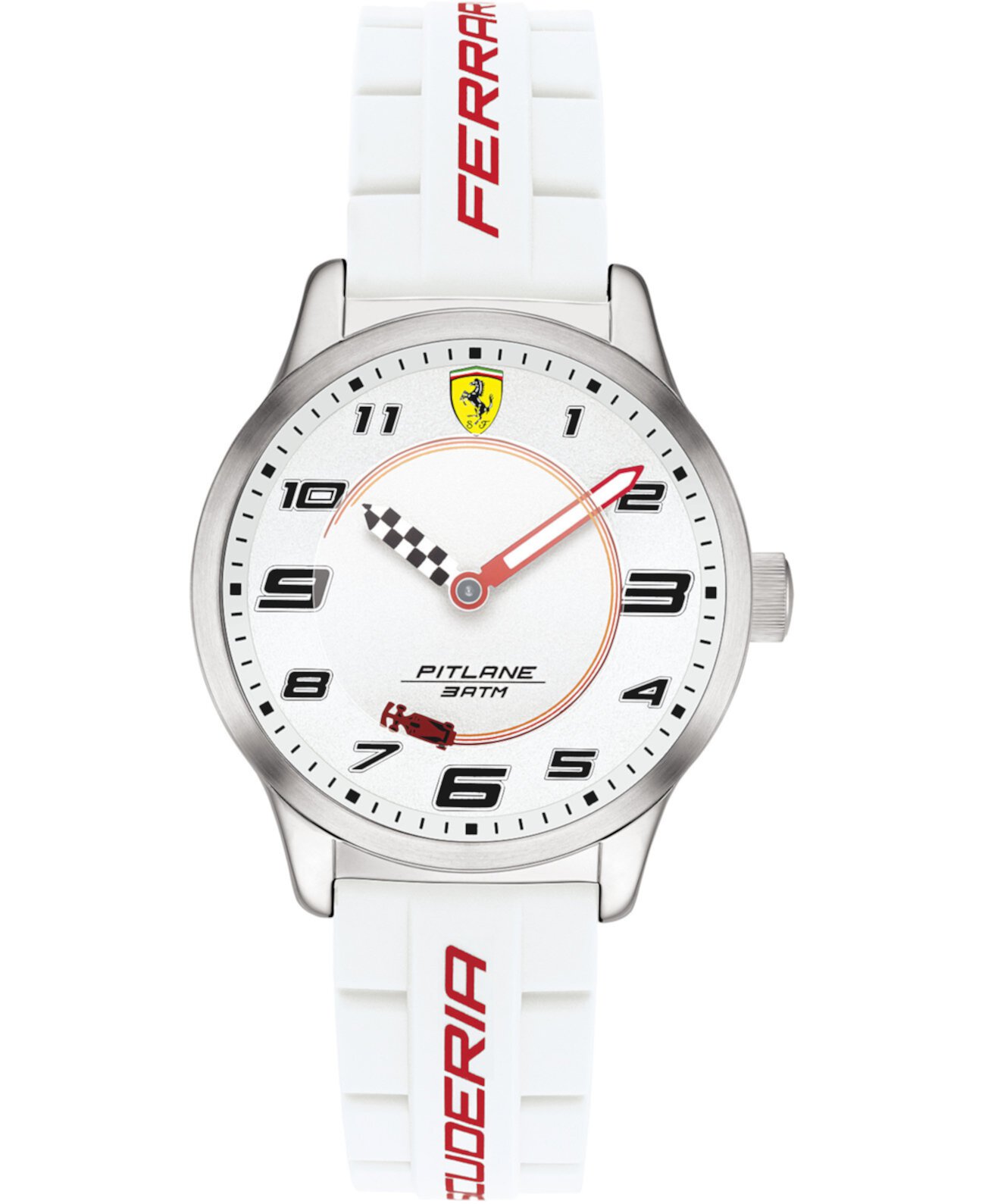 Детские часы Pitlane с белым силиконовым ремешком 34мм Ferrari