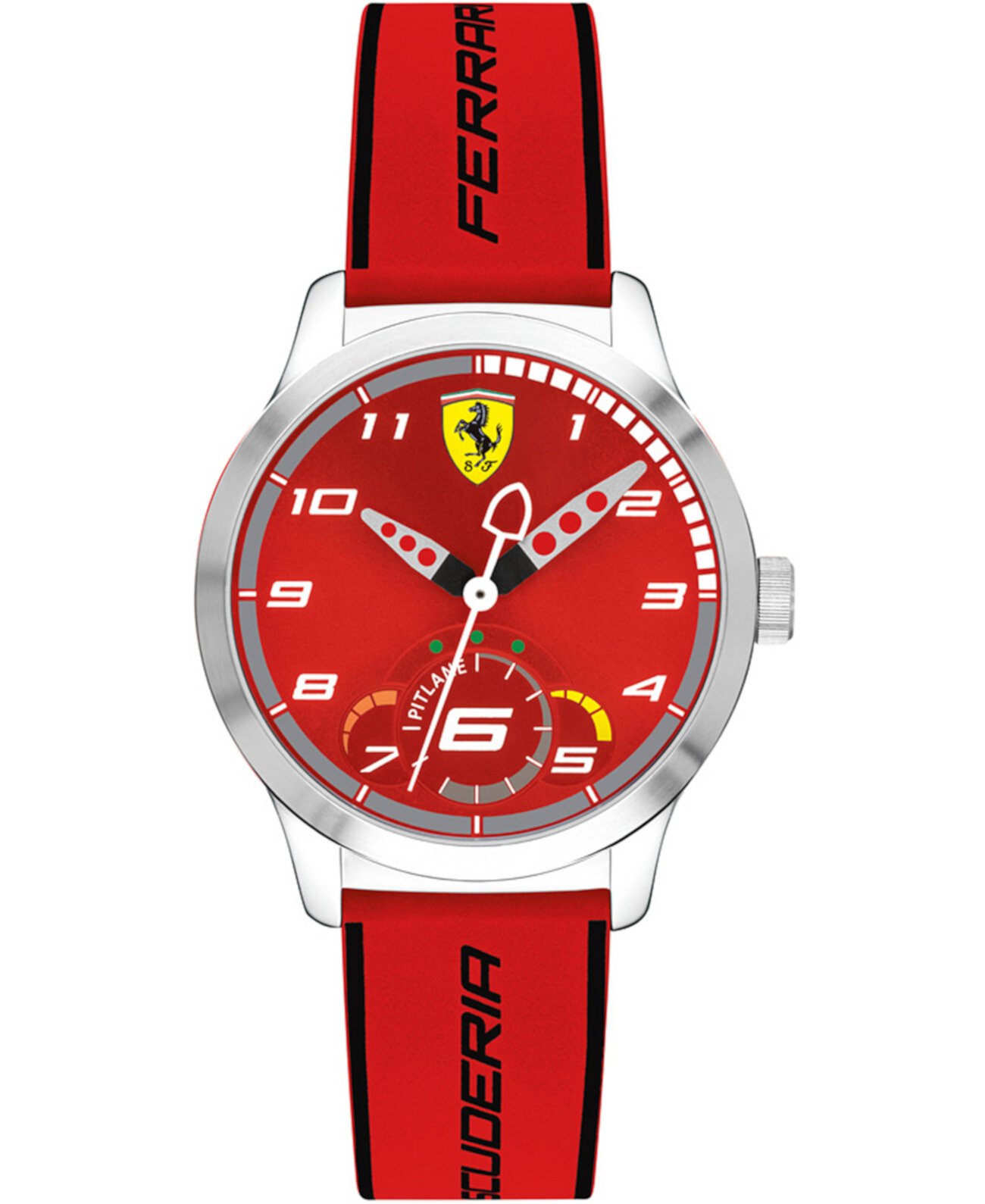 Детские часы Pitlane с красным силиконовым ремешком 34мм Ferrari