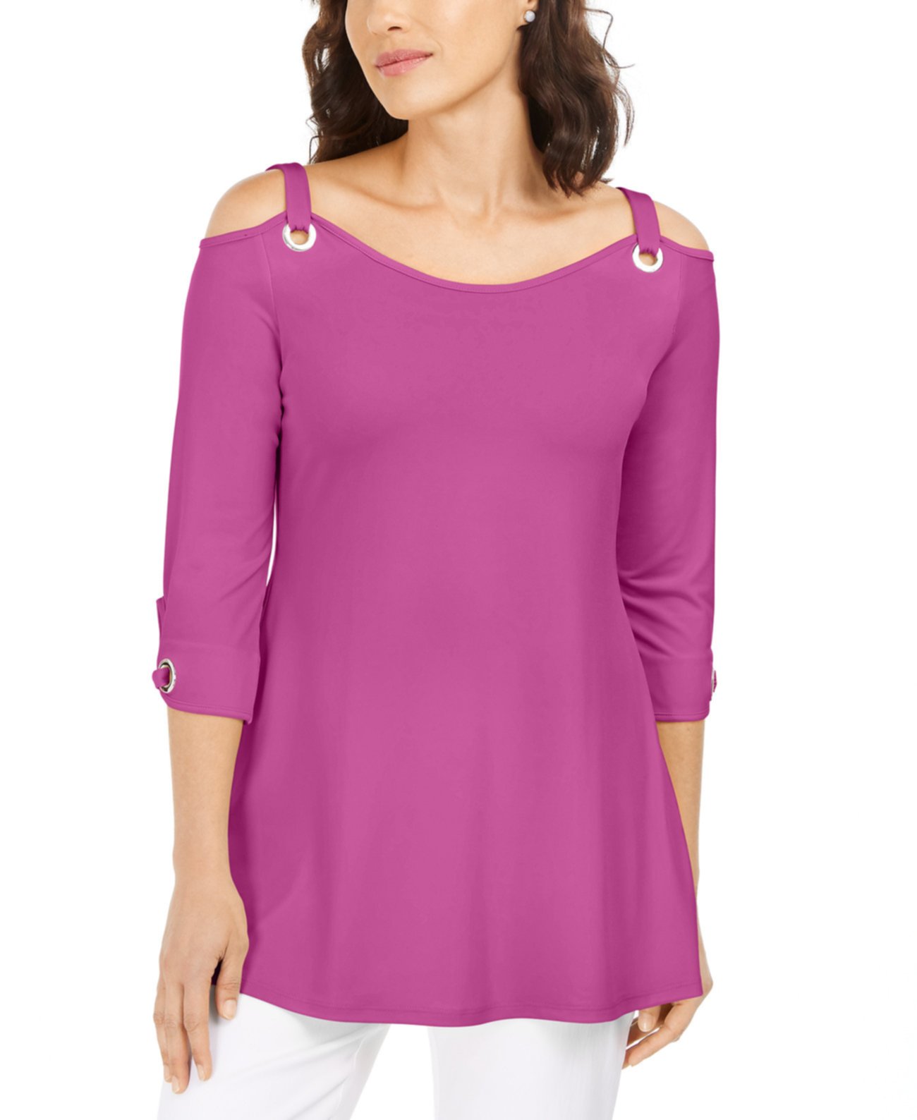 Petite Grommet Cold-Shoulder Top, Created for Macy's J&M Collection