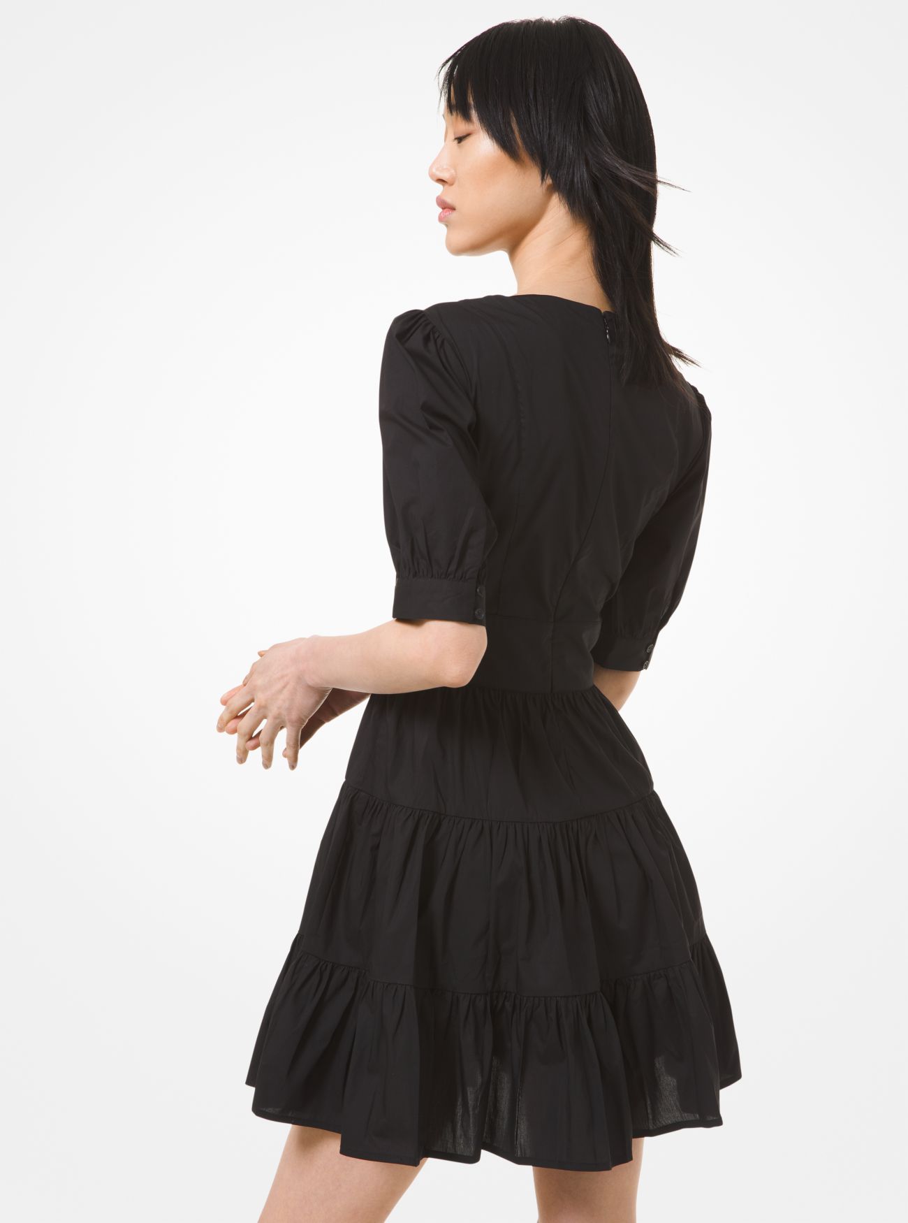 Платье из эластичного хлопка с поплиновым рукавом Michael Kors